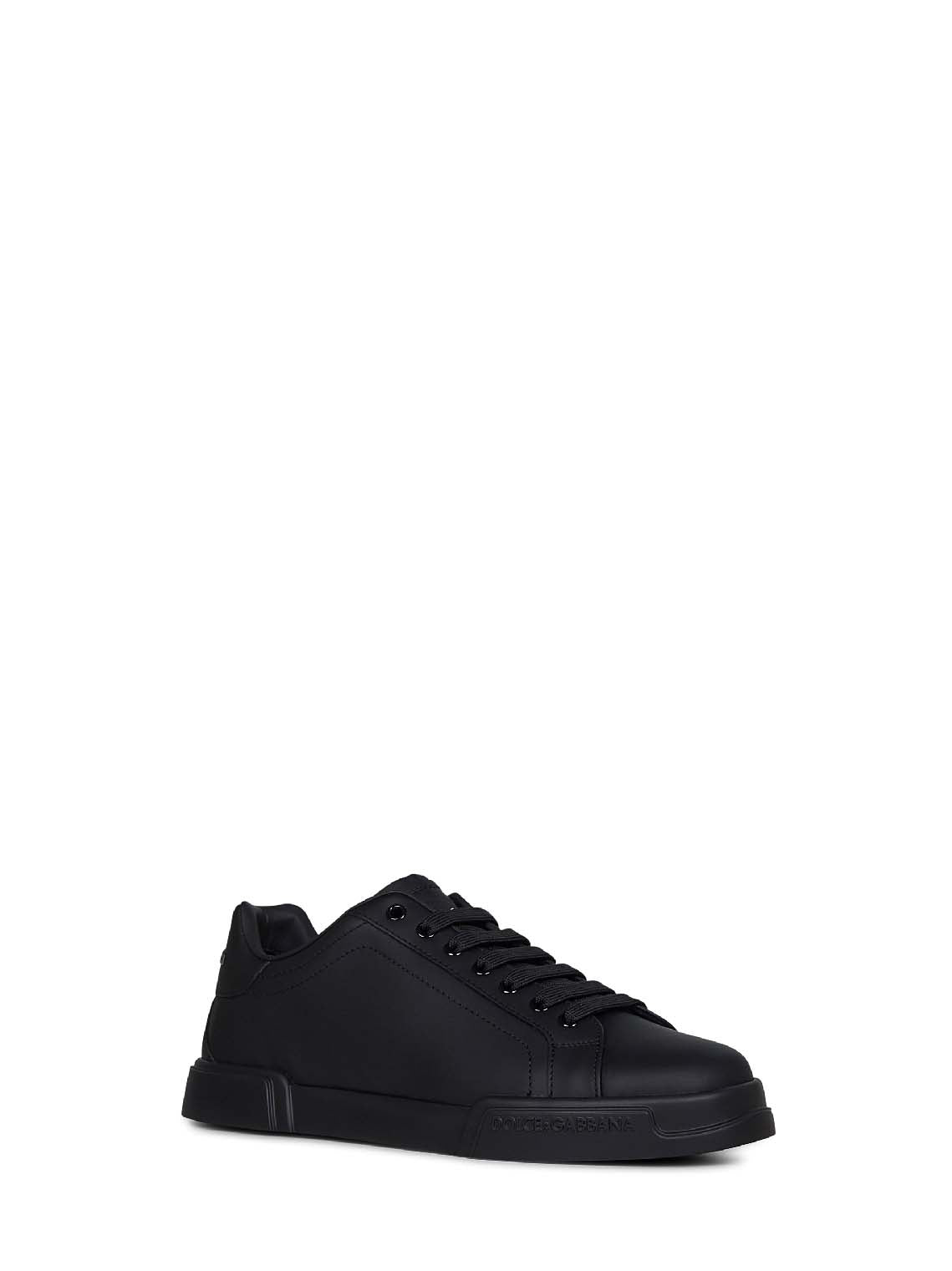 Dolce & Gabbana Men Black Calf Leather Portofino Sneakers DOLCE & GABBANA