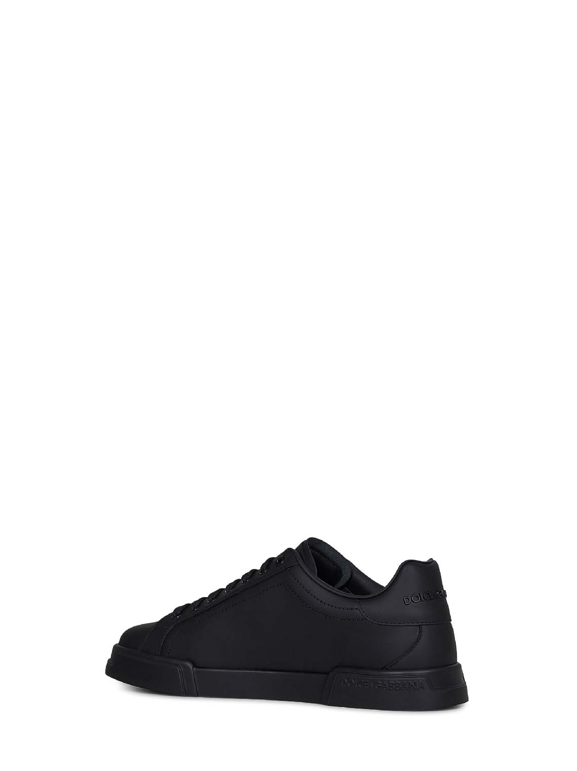 Dolce & Gabbana Men Black Calf Leather Portofino Sneakers DOLCE & GABBANA