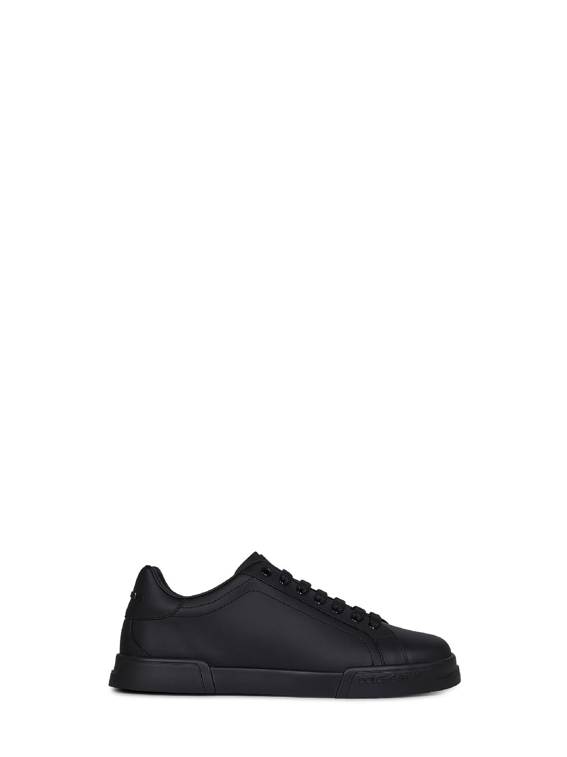 Dolce & Gabbana Men Black Calf Leather Portofino Sneakers DOLCE & GABBANA