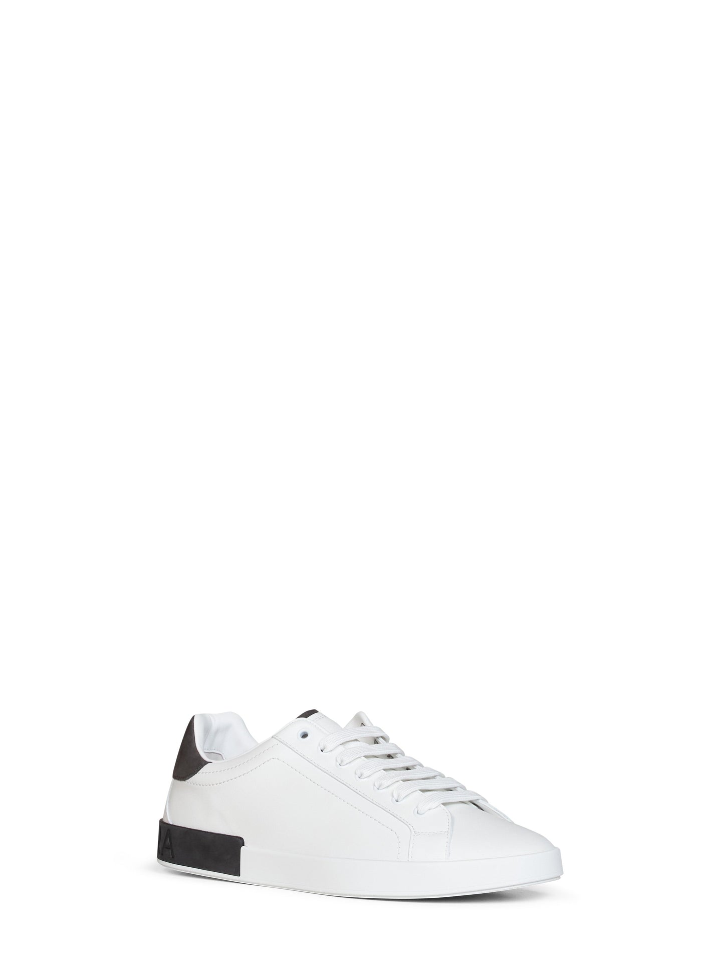 Dolce & Gabbana Men White And Dark Grey Nappa Calfskin Leather And Nubuck Portofino Low-Top Sneakers DOLCE & GABBANA