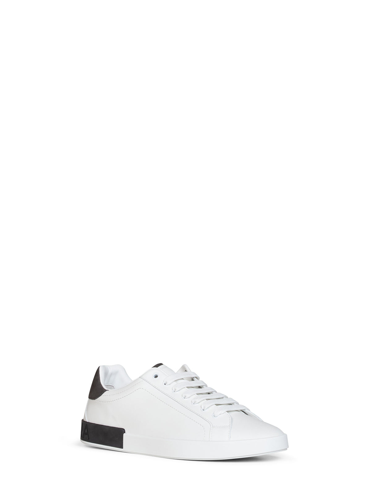 Dolce & Gabbana Men White And Dark Grey Nappa Calfskin Leather And Nubuck Portofino Low-Top Sneakers DOLCE & GABBANA