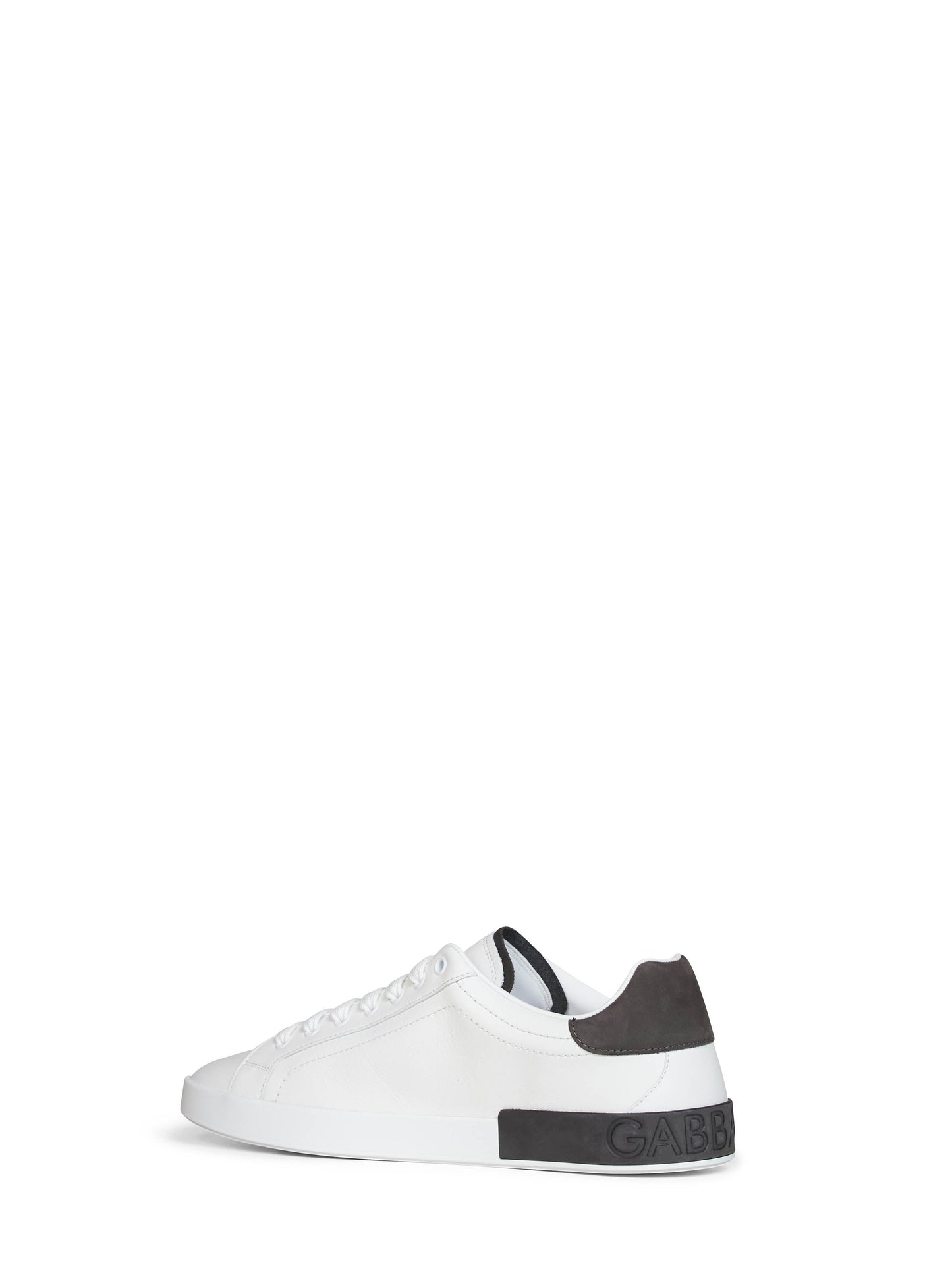 Dolce & Gabbana Men White And Dark Grey Nappa Calfskin Leather And Nubuck Portofino Low-Top Sneakers DOLCE & GABBANA