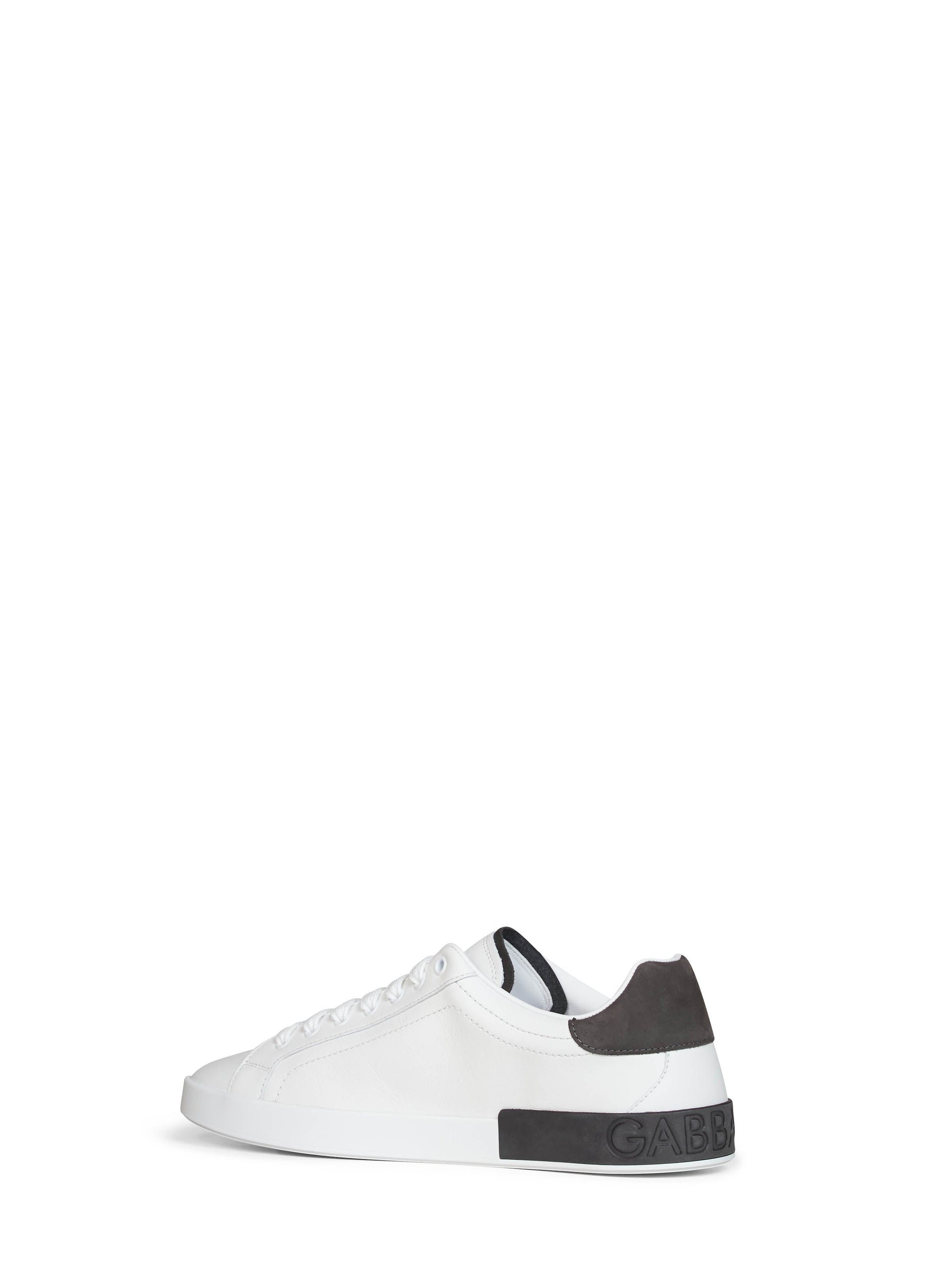 Dolce & Gabbana Men White And Dark Grey Nappa Calfskin Leather And Nubuck Portofino Low-Top Sneakers DOLCE & GABBANA