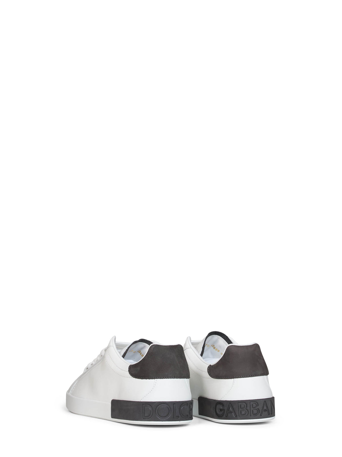 Dolce & Gabbana Men White And Dark Grey Nappa Calfskin Leather And Nubuck Portofino Low-Top Sneakers DOLCE & GABBANA