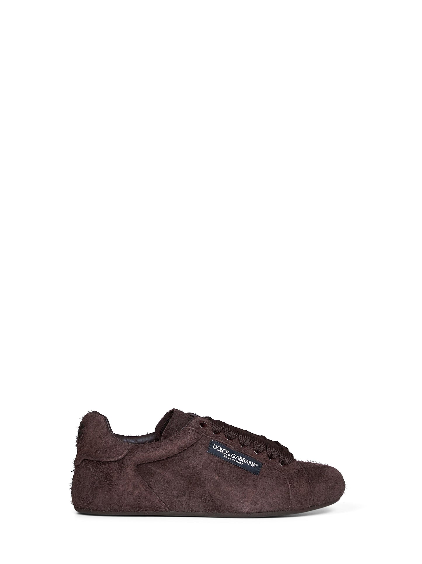 Dolce & Gabbana Men Dark Brown Suede Split Leather Portofino Soft Sneakers DOLCE & GABBANA