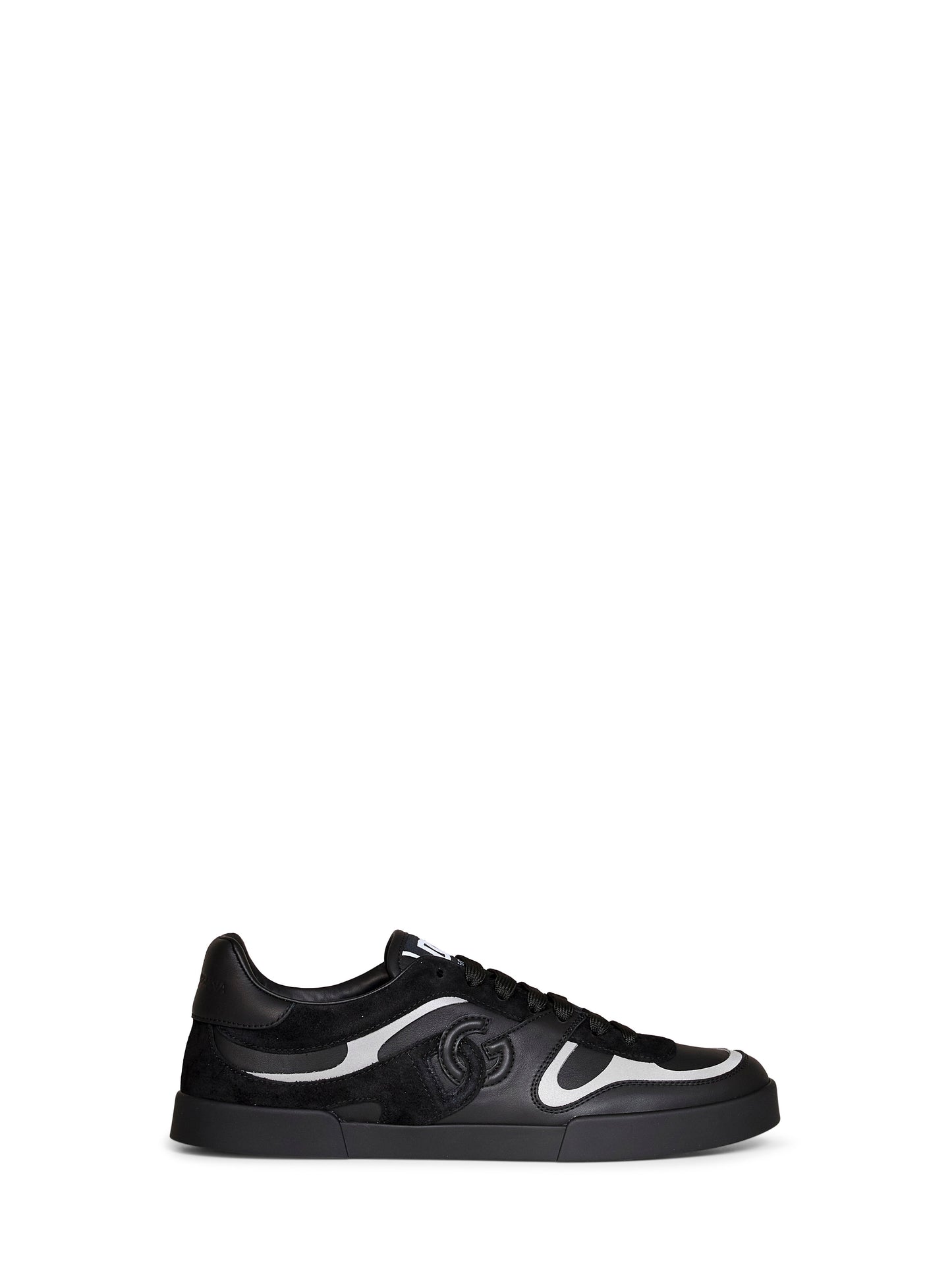 Dolce & Gabbana Men Black Nappa Calfskin And Suede Portofino Sneakers DOLCE & GABBANA