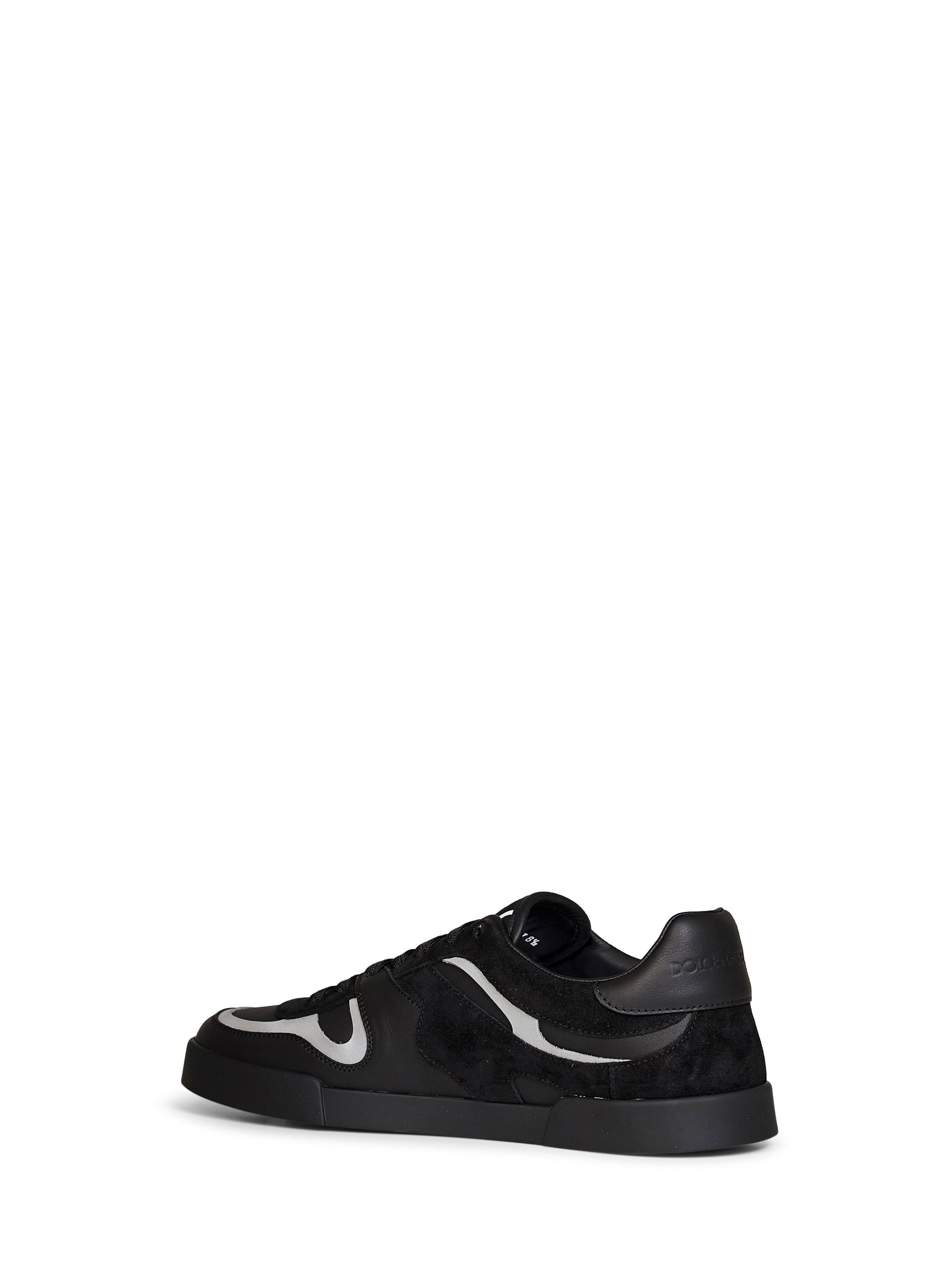 Dolce & Gabbana Men Black Nappa Calfskin And Suede Portofino Sneakers DOLCE & GABBANA