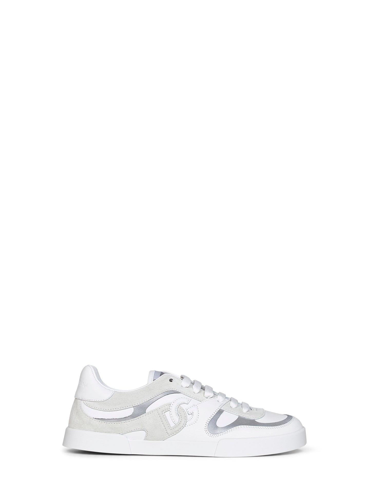 Dolce & Gabbana Men White And Ice Nappa Calfskin And Suede Portofino Sneakers DOLCE & GABBANA