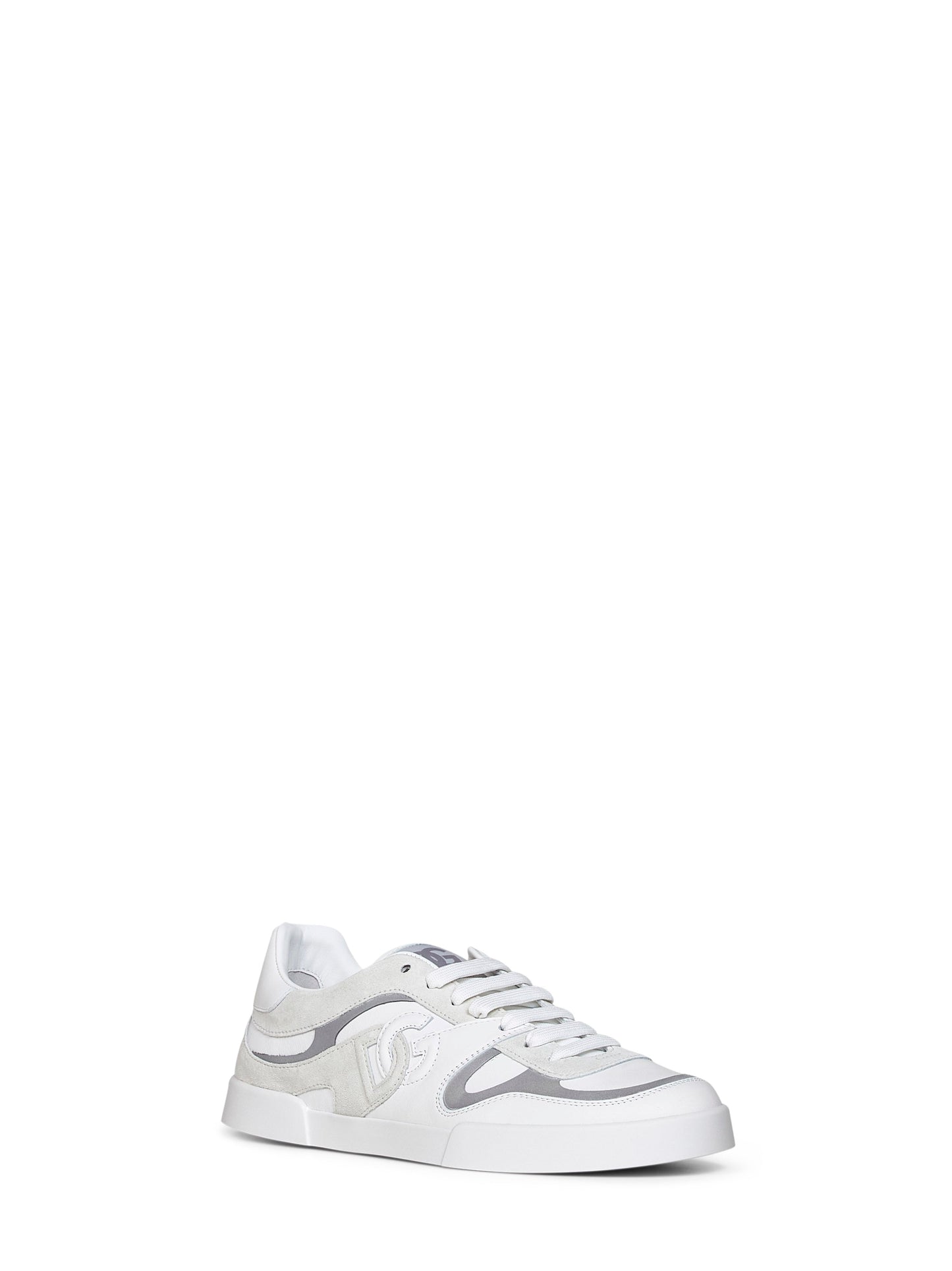 Dolce & Gabbana Men White And Ice Nappa Calfskin And Suede Portofino Sneakers DOLCE & GABBANA