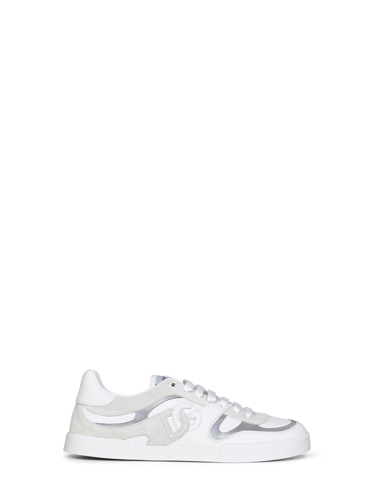 Dolce & Gabbana Men White And Ice Nappa Calfskin And Suede Portofino Sneakers