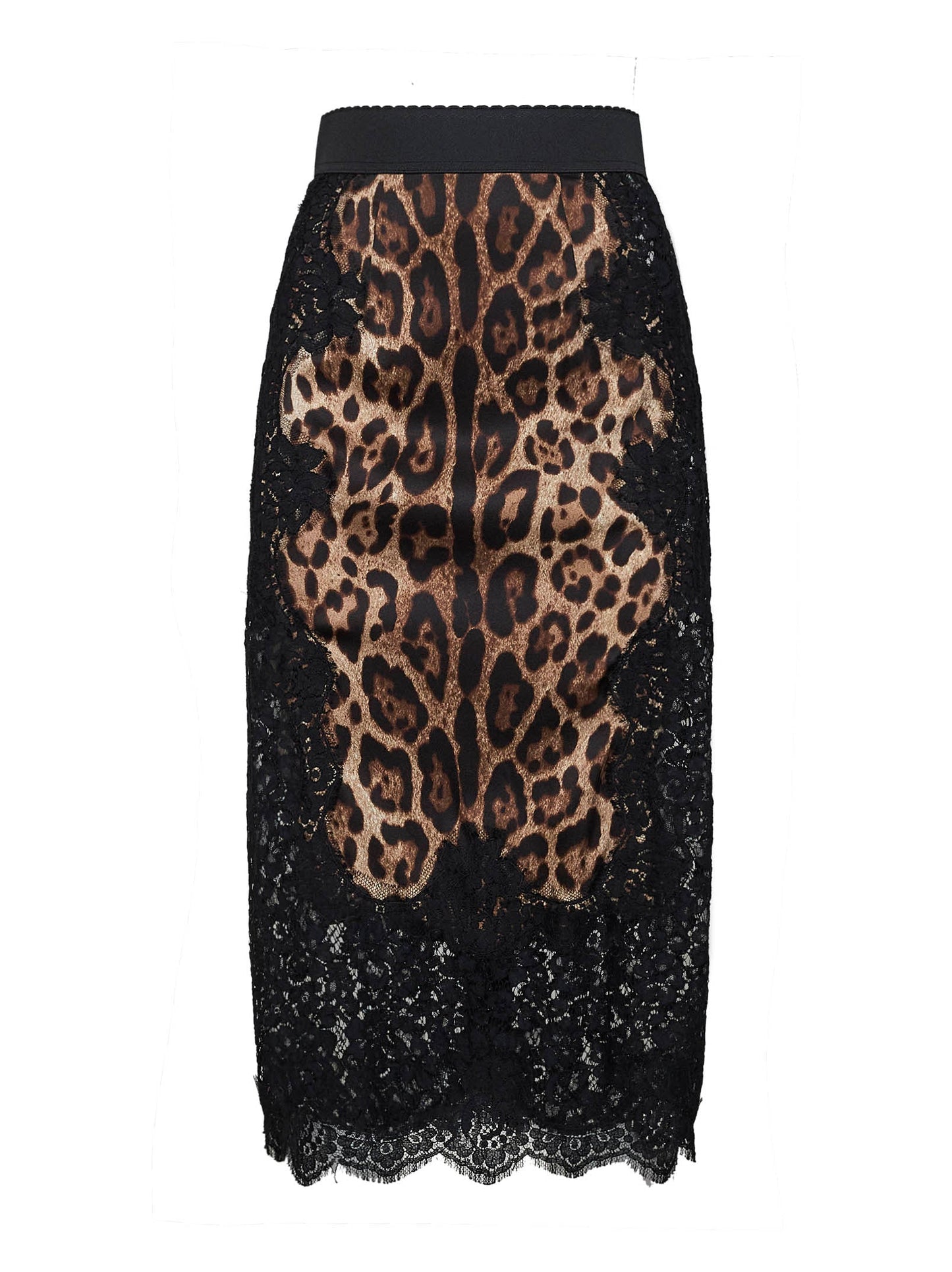 Dolce & Gabbana Women Leopard-Print Satin And Lace Pencil Midi Skirt DOLCE & GABBANA