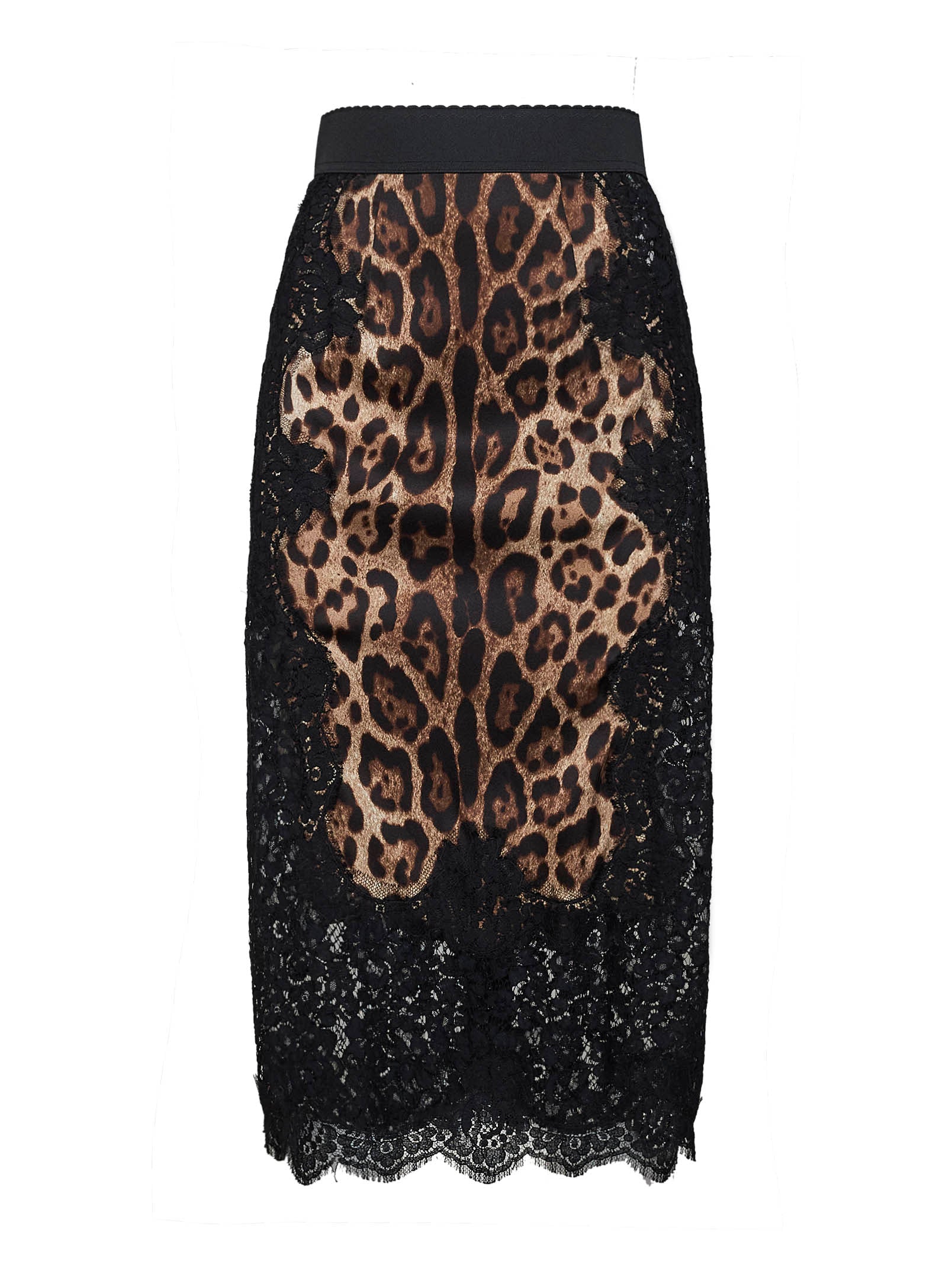 Dolce & Gabbana Women Leopard-Print Satin And Lace Pencil Midi Skirt DOLCE & GABBANA