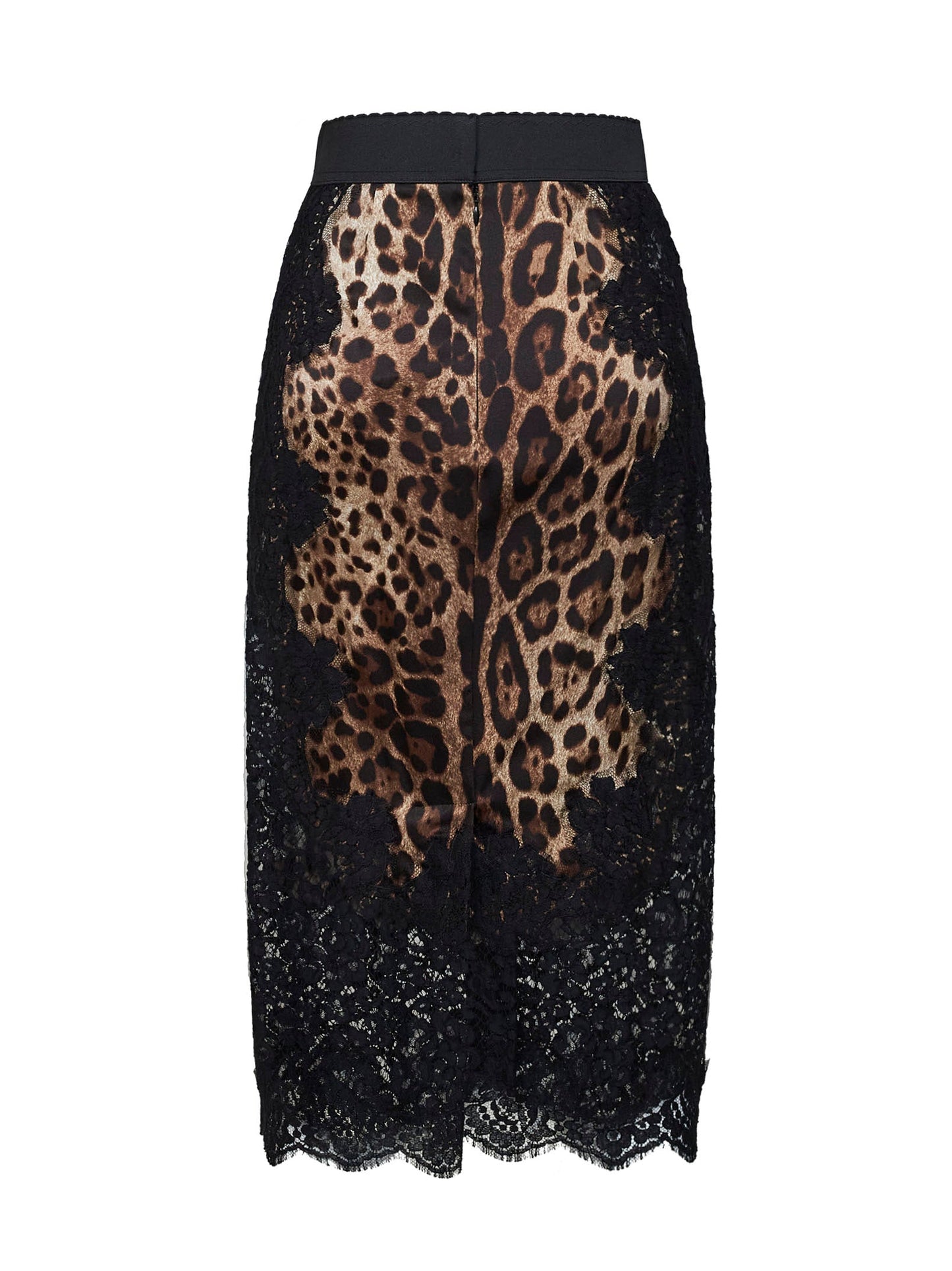 Dolce & Gabbana Women Leopard-Print Satin And Lace Pencil Midi Skirt DOLCE & GABBANA