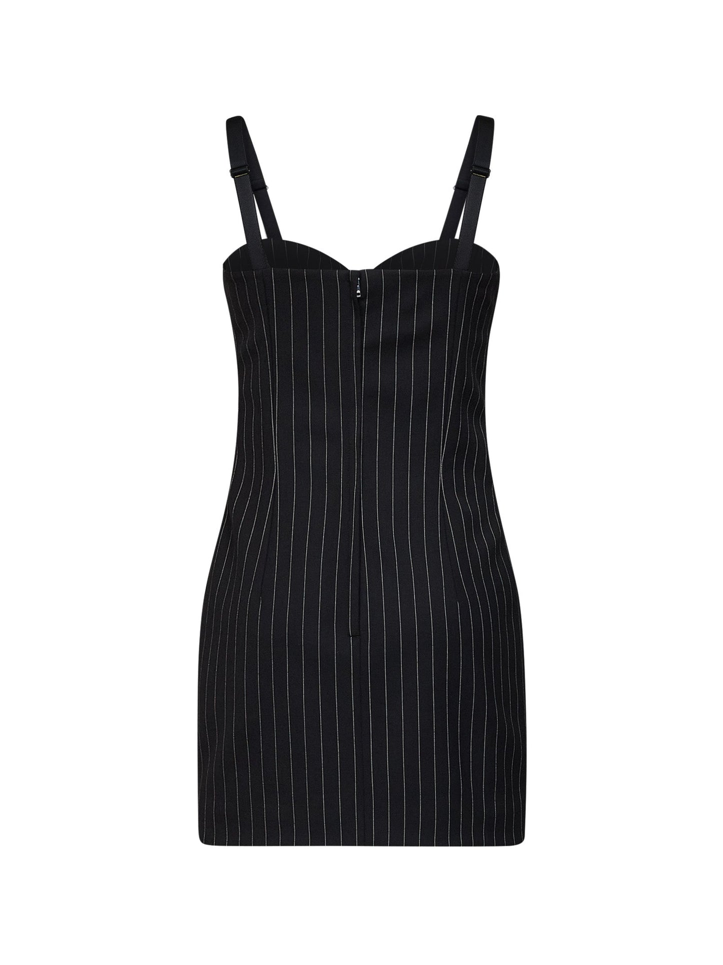 Dolce & Gabbana Women Black Stretch Pinstriped Wool Bustier Mini Dress DOLCE & GABBANA