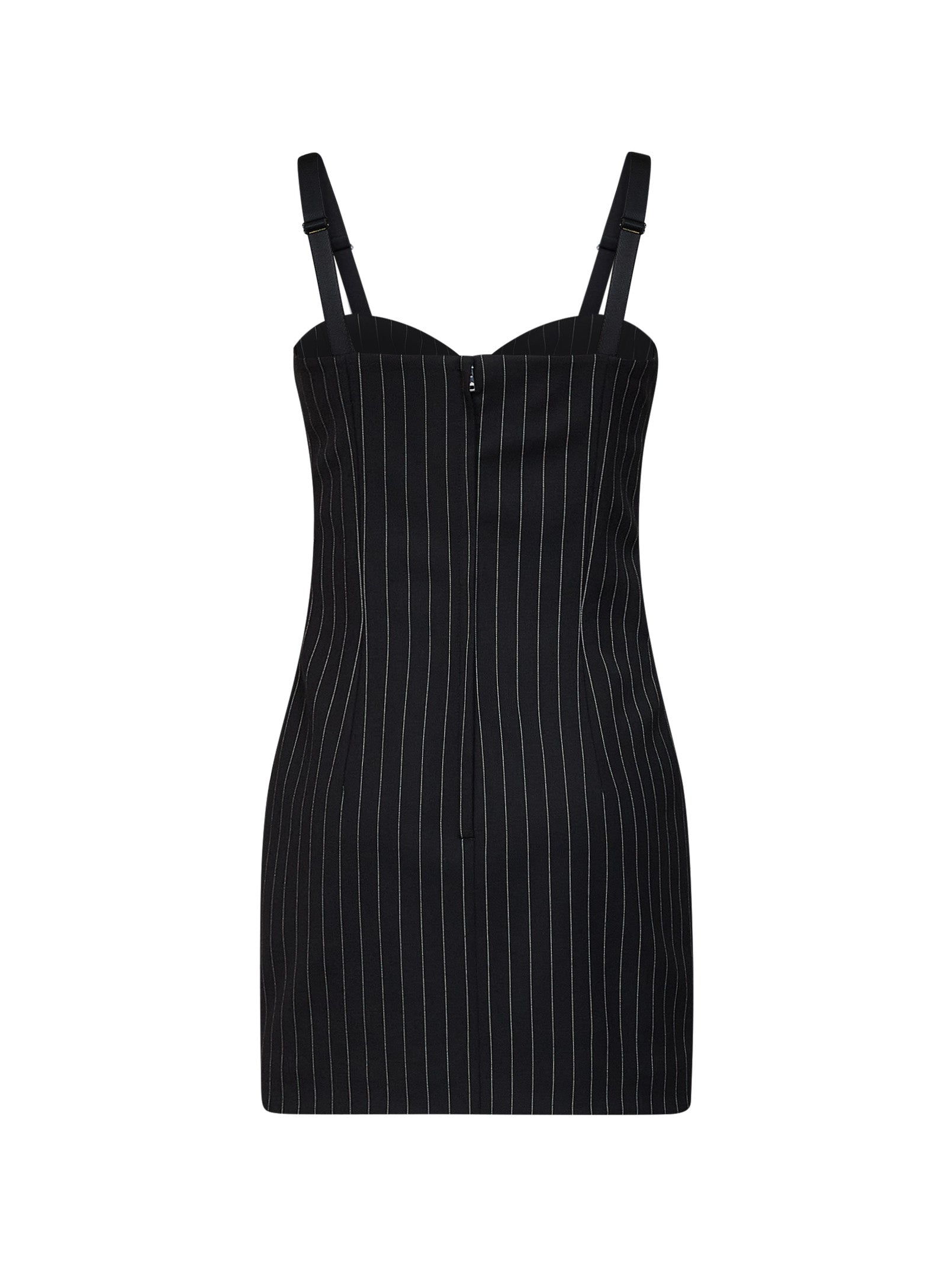 Dolce & Gabbana Women Black Stretch Pinstriped Wool Bustier Mini Dress DOLCE & GABBANA