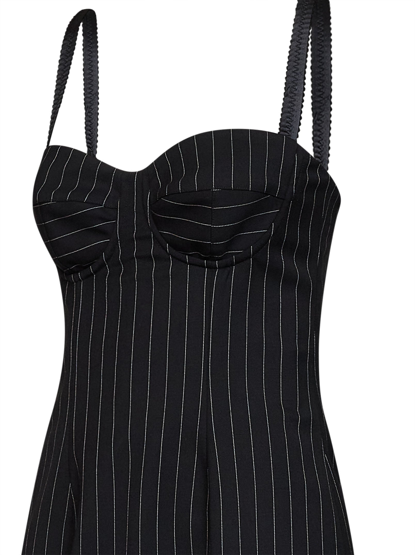 Dolce & Gabbana Women Black Stretch Pinstriped Wool Bustier Mini Dress DOLCE & GABBANA