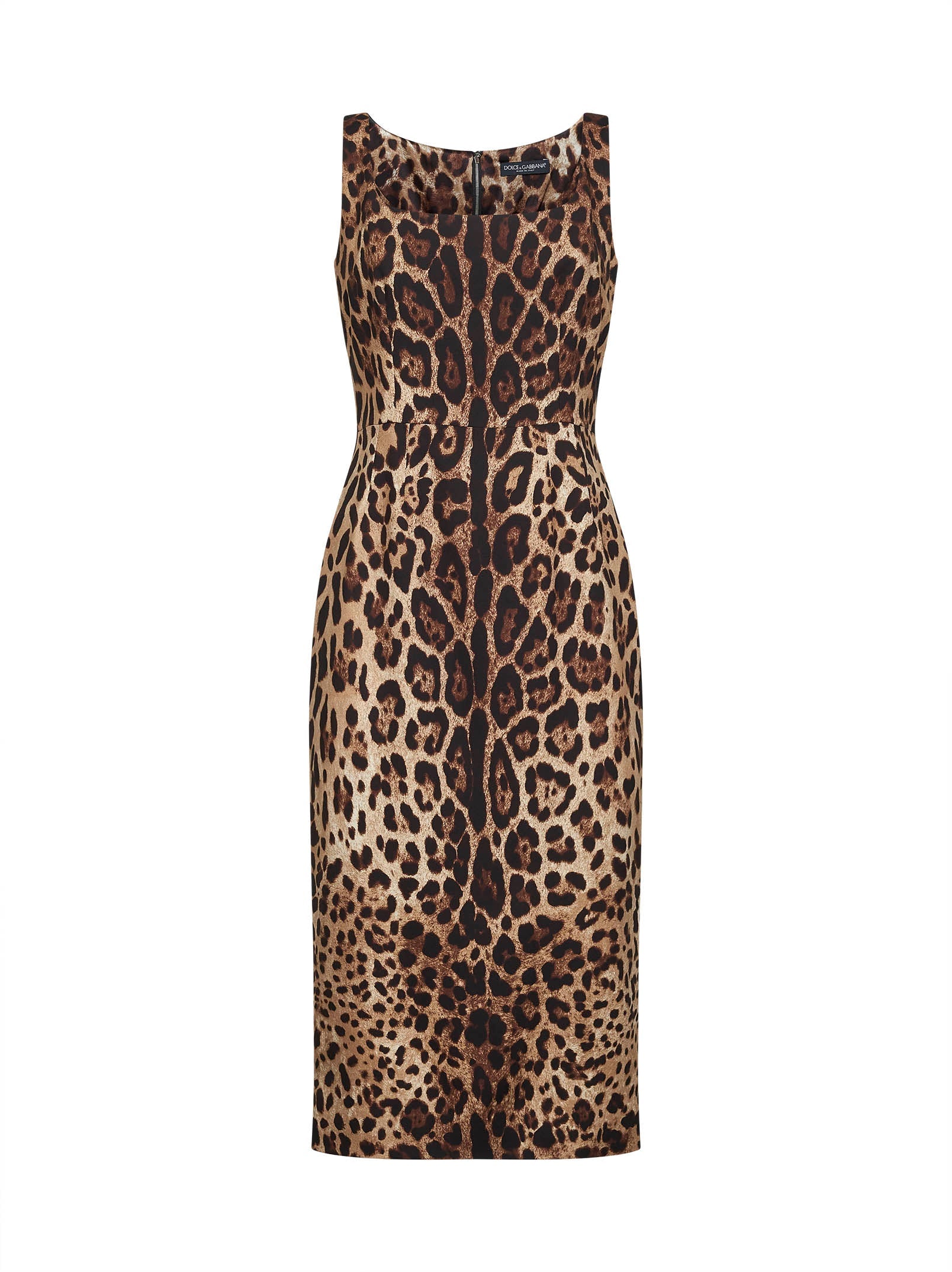 Dolce & Gabbana Women Leopard Printed Stretch Charmeuse Midi Dress DOLCE & GABBANA