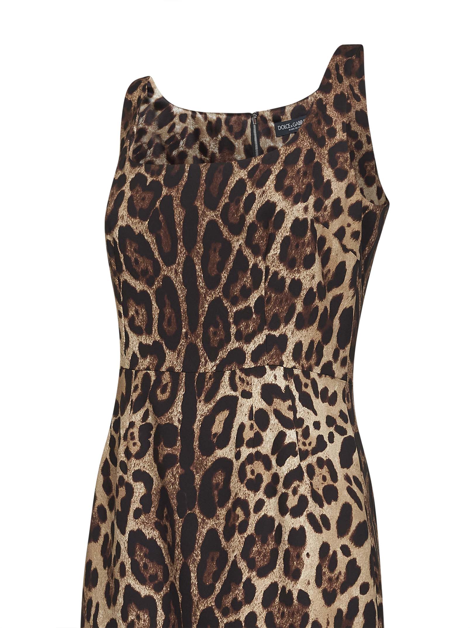 Dolce & Gabbana Women Leopard Printed Stretch Charmeuse Midi Dress DOLCE & GABBANA