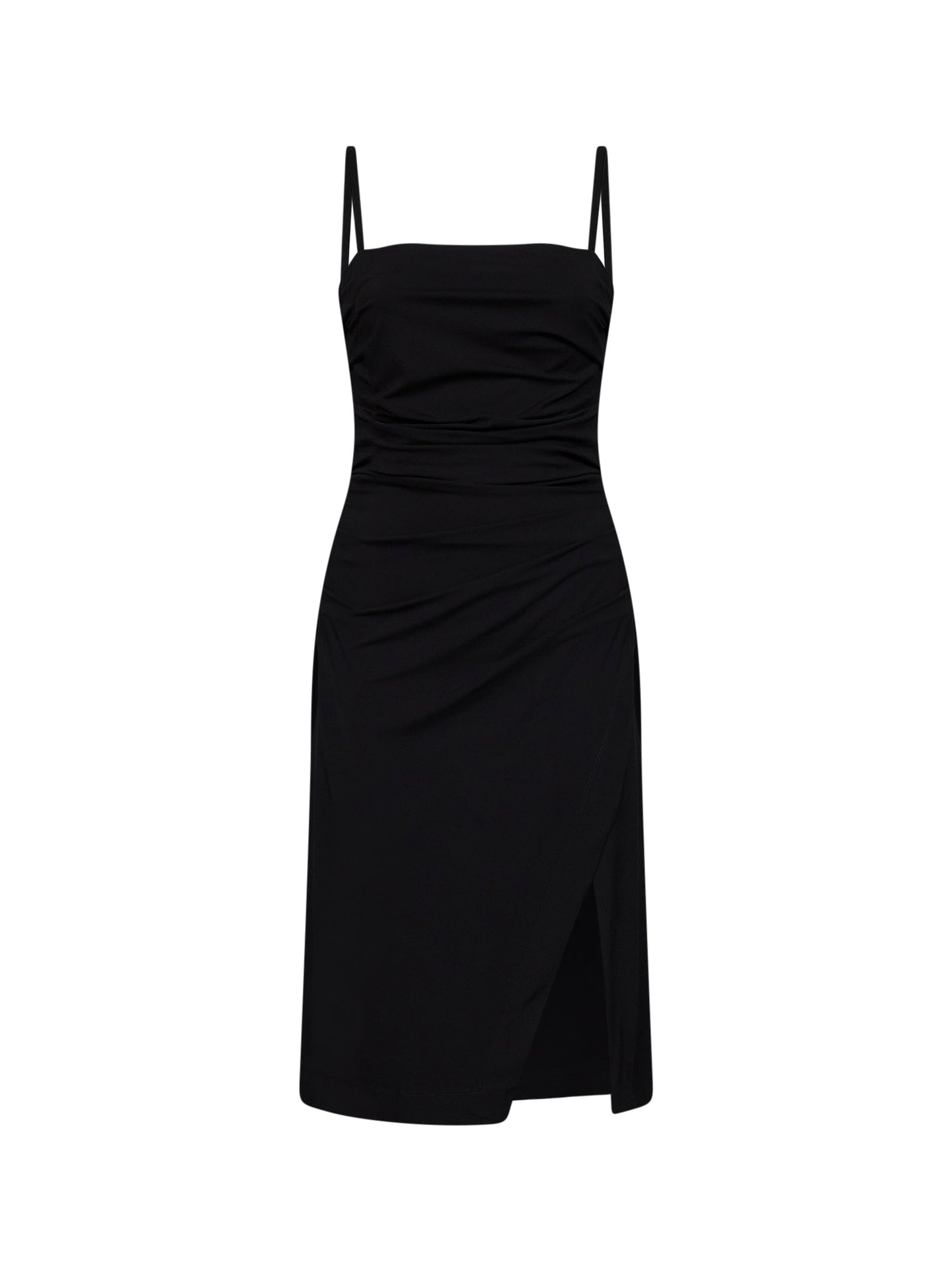 Dolce & Gabbana Women Black Stretch Jersey Draped Midi Dress DOLCE & GABBANA