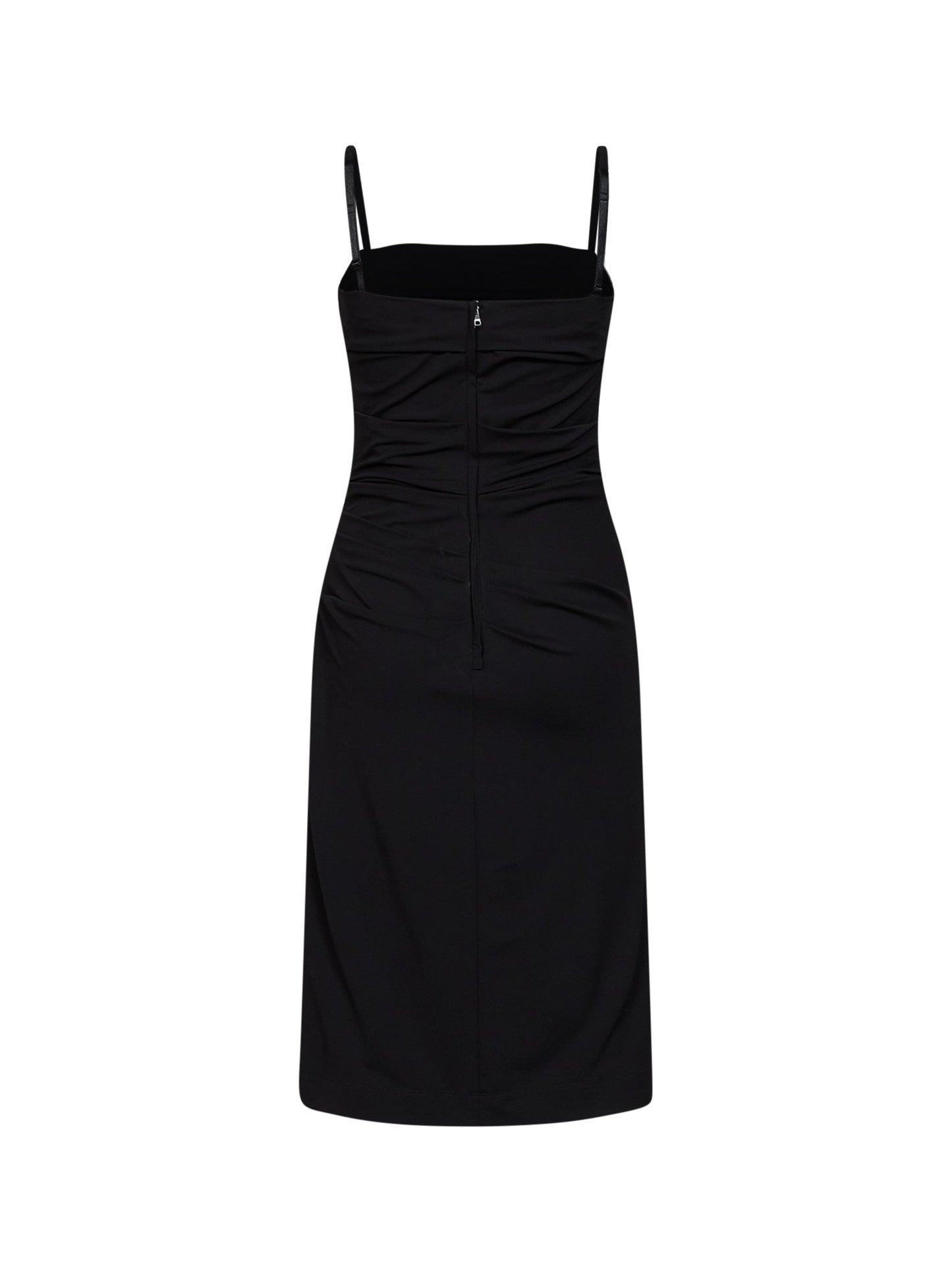 Dolce & Gabbana Women Black Stretch Jersey Draped Midi Dress DOLCE & GABBANA