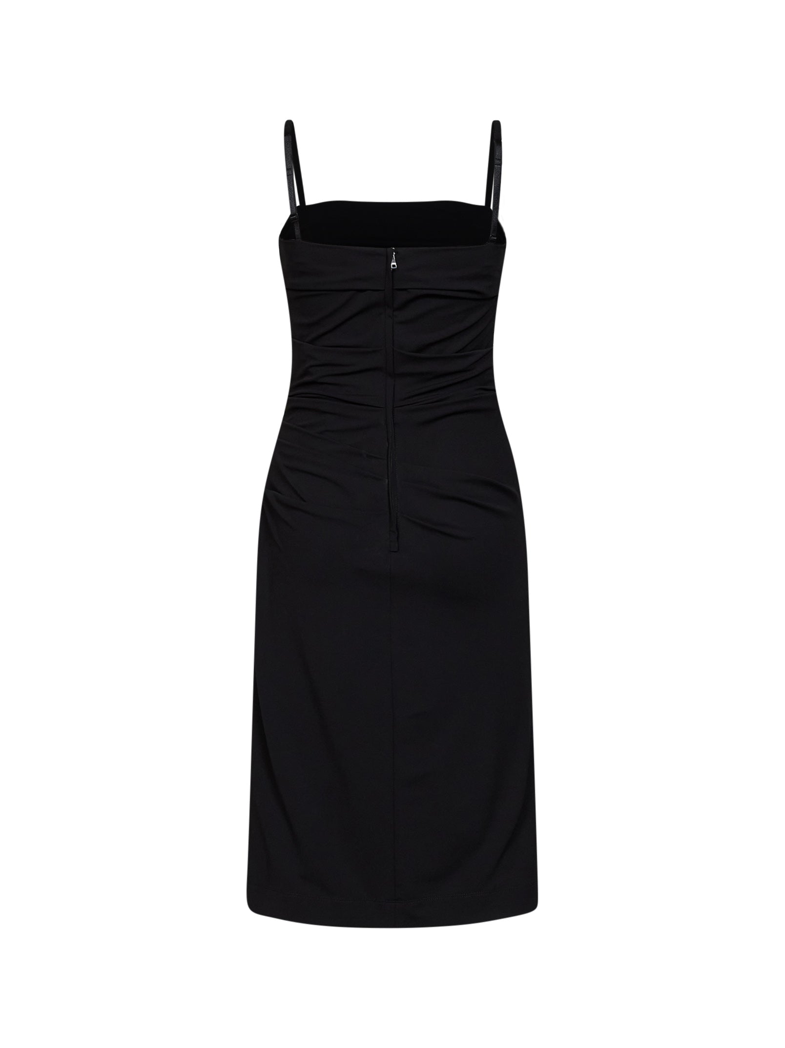 Dolce & Gabbana Women Black Stretch Jersey Draped Midi Dress DOLCE & GABBANA