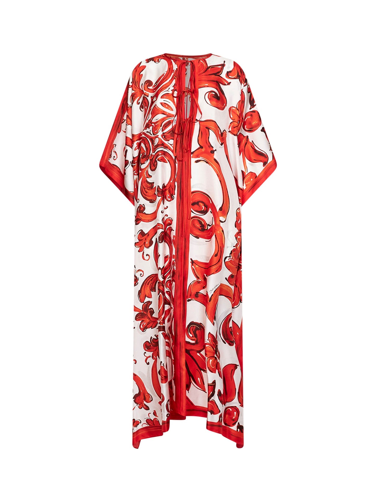 Dolce & Gabbana Women Orange Maiolica-Print Twill Kaftan Dress DOLCE & GABBANA
