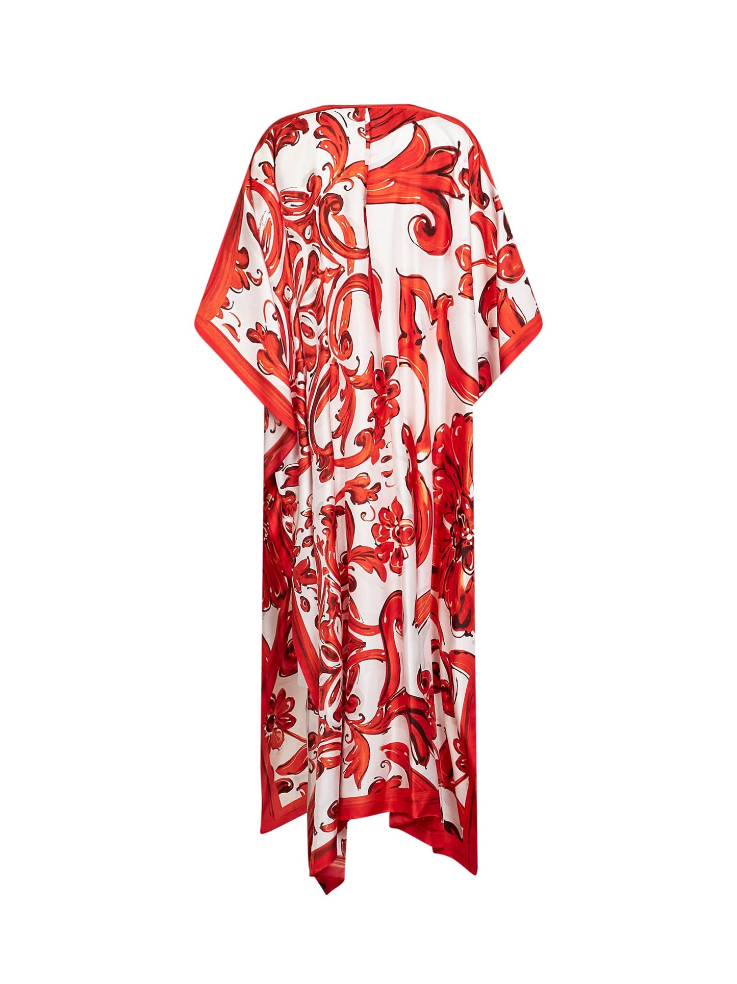 Dolce & Gabbana Women Orange Maiolica-Print Twill Kaftan Dress DOLCE & GABBANA