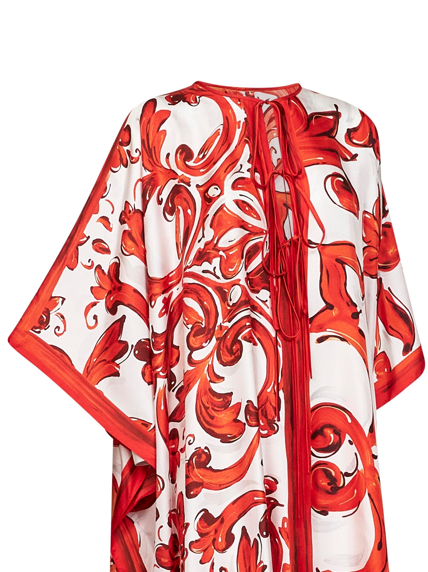 Dolce & Gabbana Women Orange Maiolica-Print Twill Kaftan Dress DOLCE & GABBANA