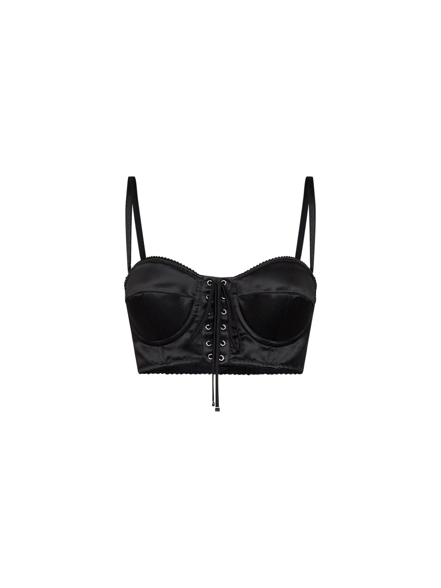 Dolce & Gabbana Women Black Stretch Satin Bustier Top DOLCE & GABBANA