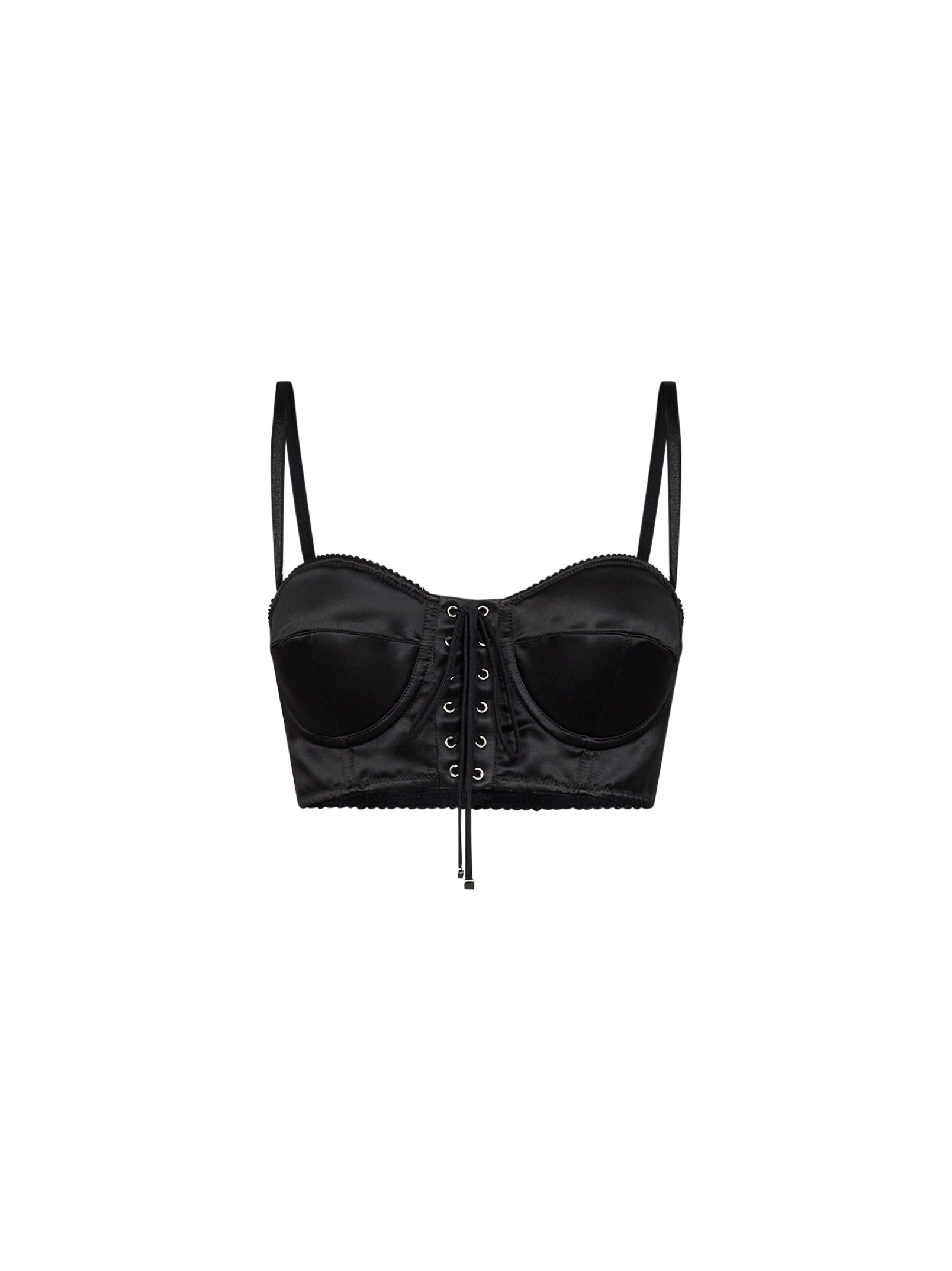 Dolce & Gabbana Women Black Stretch Satin Bustier Top DOLCE & GABBANA