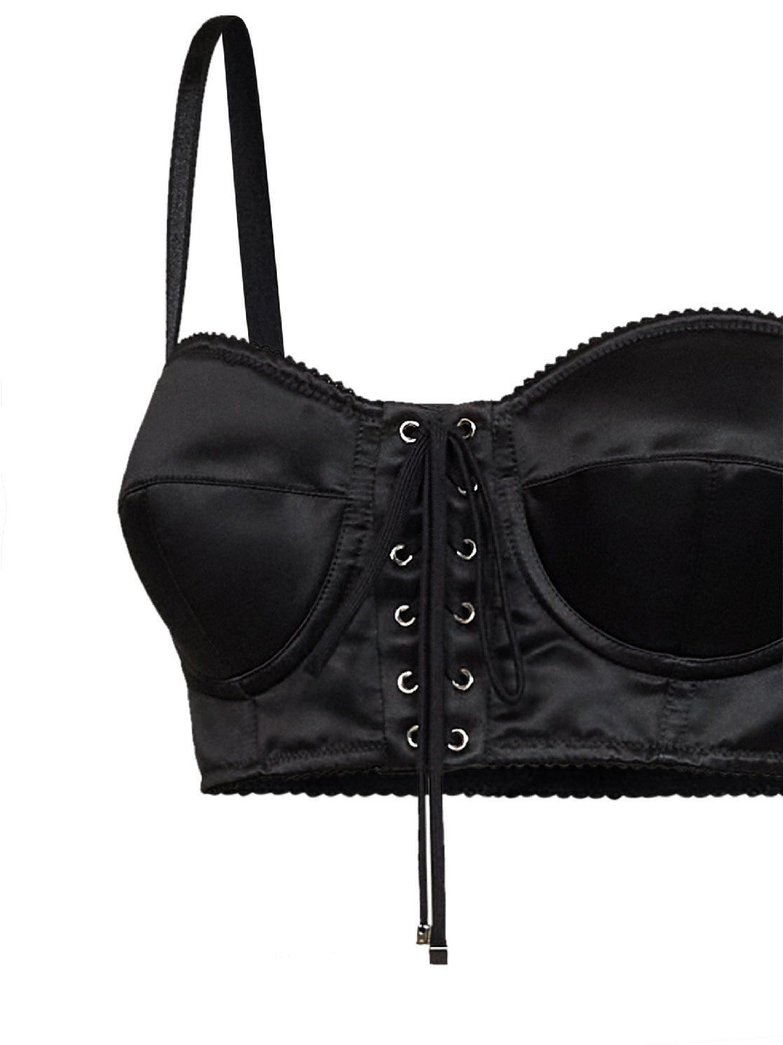 Dolce & Gabbana Women Black Stretch Satin Bustier Top DOLCE & GABBANA