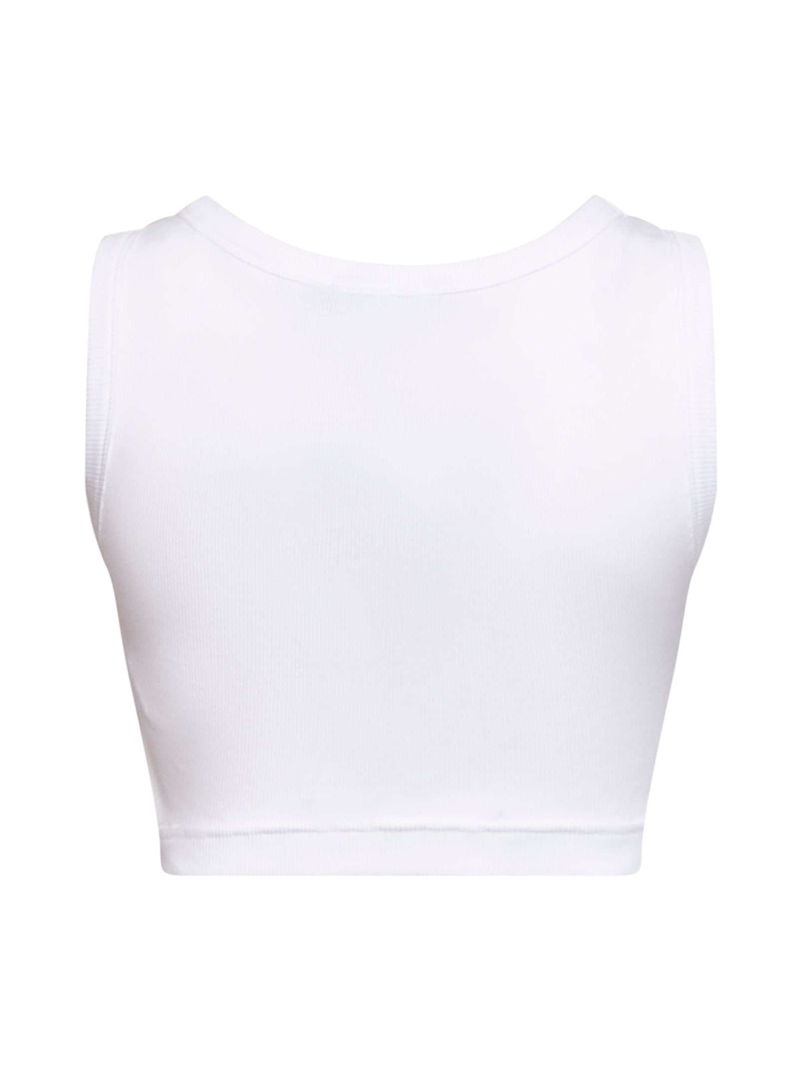 Dolce & Gabbana Women White Ribbed Cotton Cropped Logo Tank Top DOLCE & GABBANA