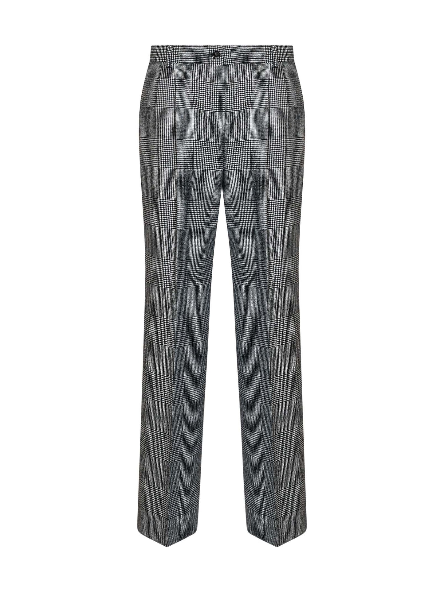 Dolce & Gabbana Women Black And White Prince Of Wales Check Wool And Cashmere Straight-Leg Trousers DOLCE & GABBANA