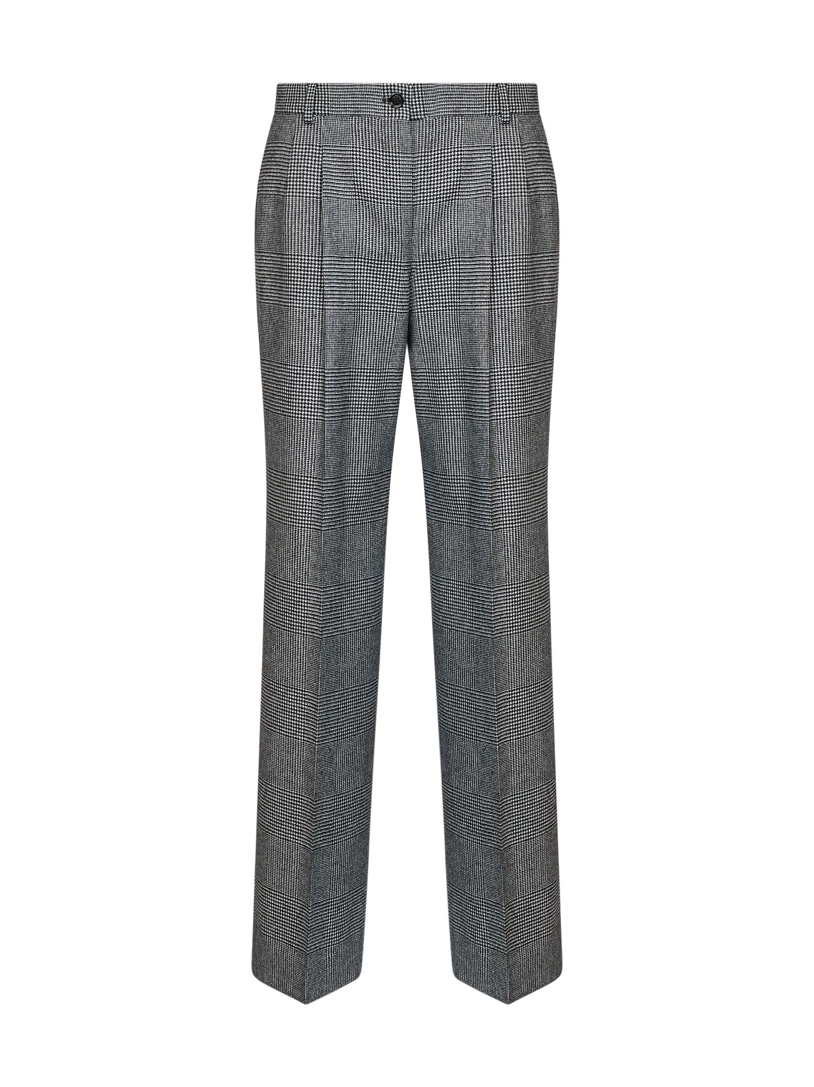 Dolce & Gabbana Women Black And White Prince Of Wales Check Wool And Cashmere Straight-Leg Trousers DOLCE & GABBANA