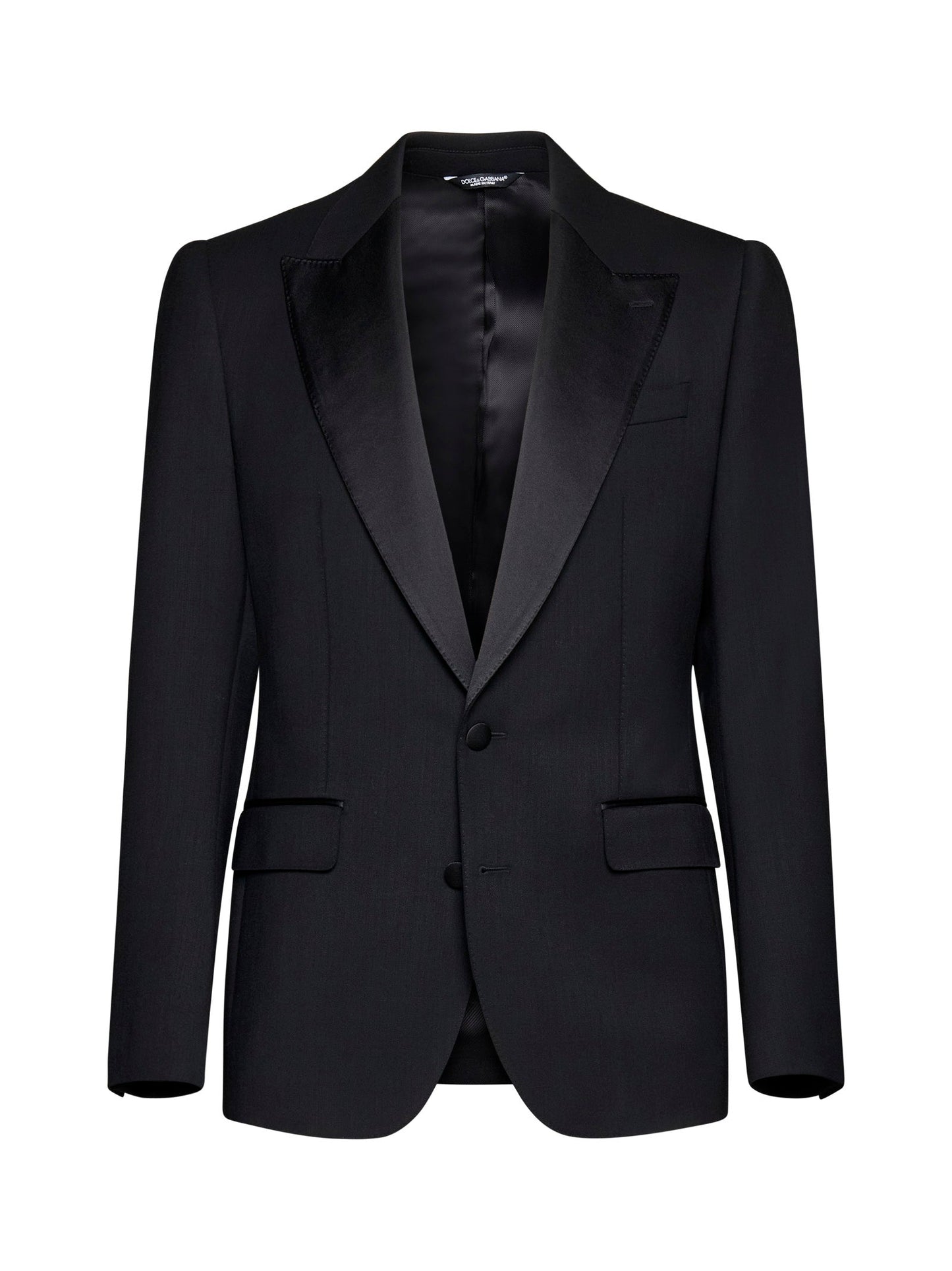 Dolce & Gabbana Men Black Stretch Wool Sicilia Tuxedo Blazer DOLCE & GABBANA