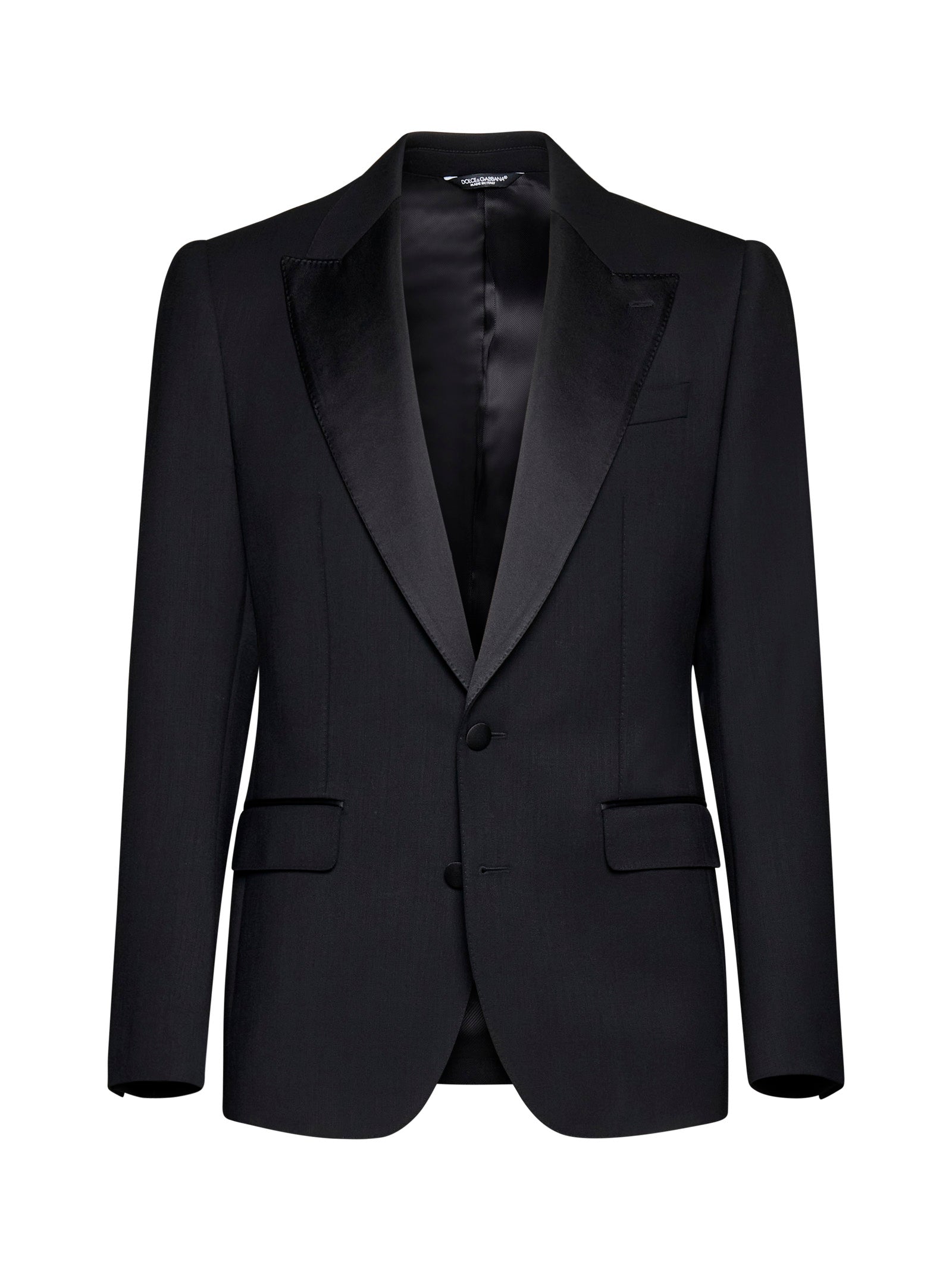 Dolce & Gabbana Men Black Stretch Wool Sicilia Tuxedo Blazer DOLCE & GABBANA