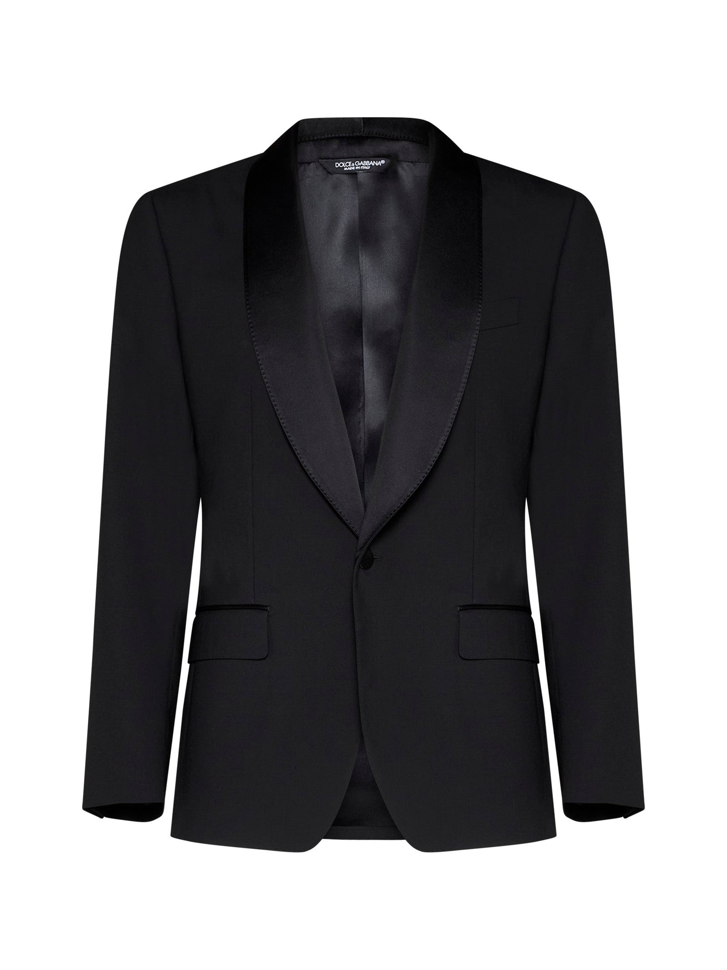 Dolce & Gabbana Men Black Stretch Wool Sicilia Tuxedo Blazer DOLCE & GABBANA