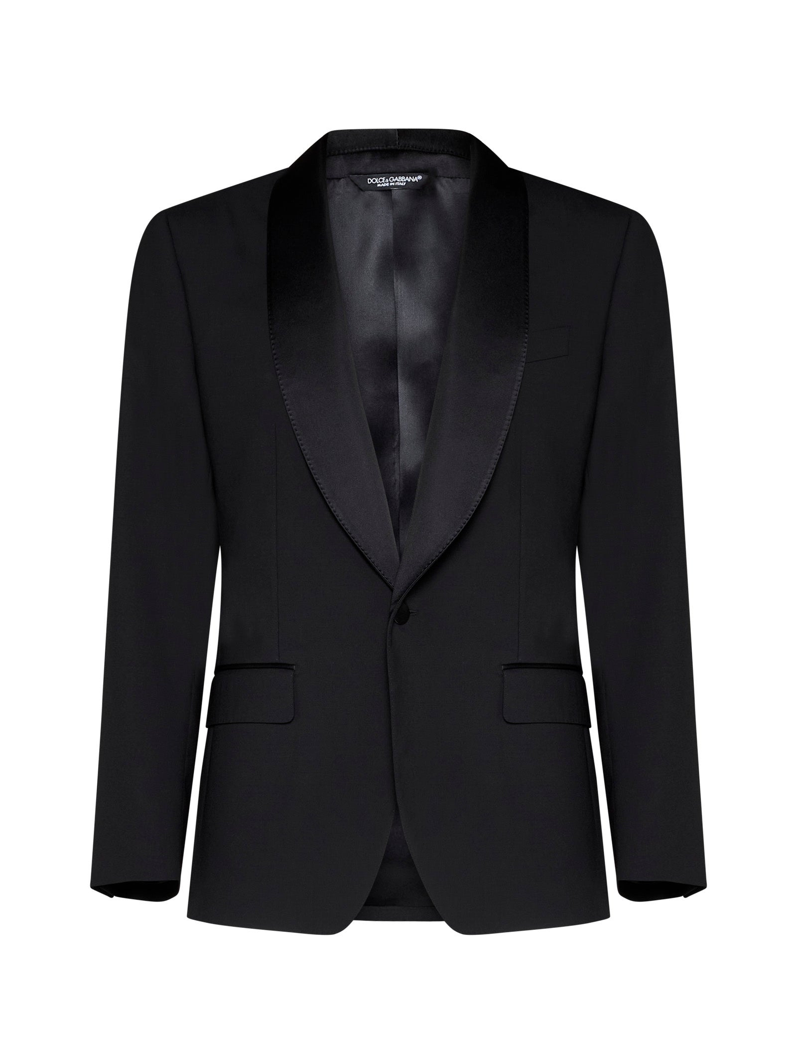 Dolce & Gabbana Men Black Stretch Wool Sicilia Tuxedo Blazer DOLCE & GABBANA