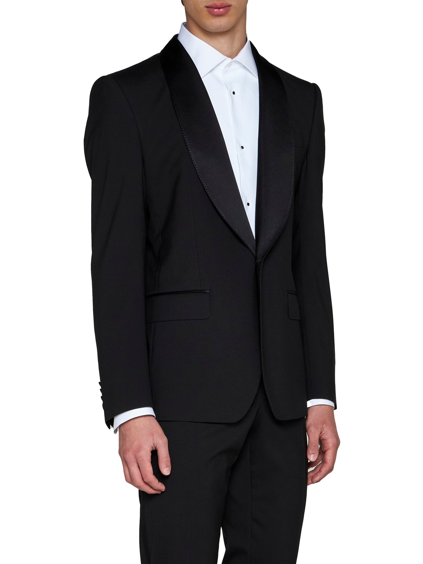 Dolce & Gabbana Men Black Stretch Wool Sicilia Tuxedo Blazer DOLCE & GABBANA