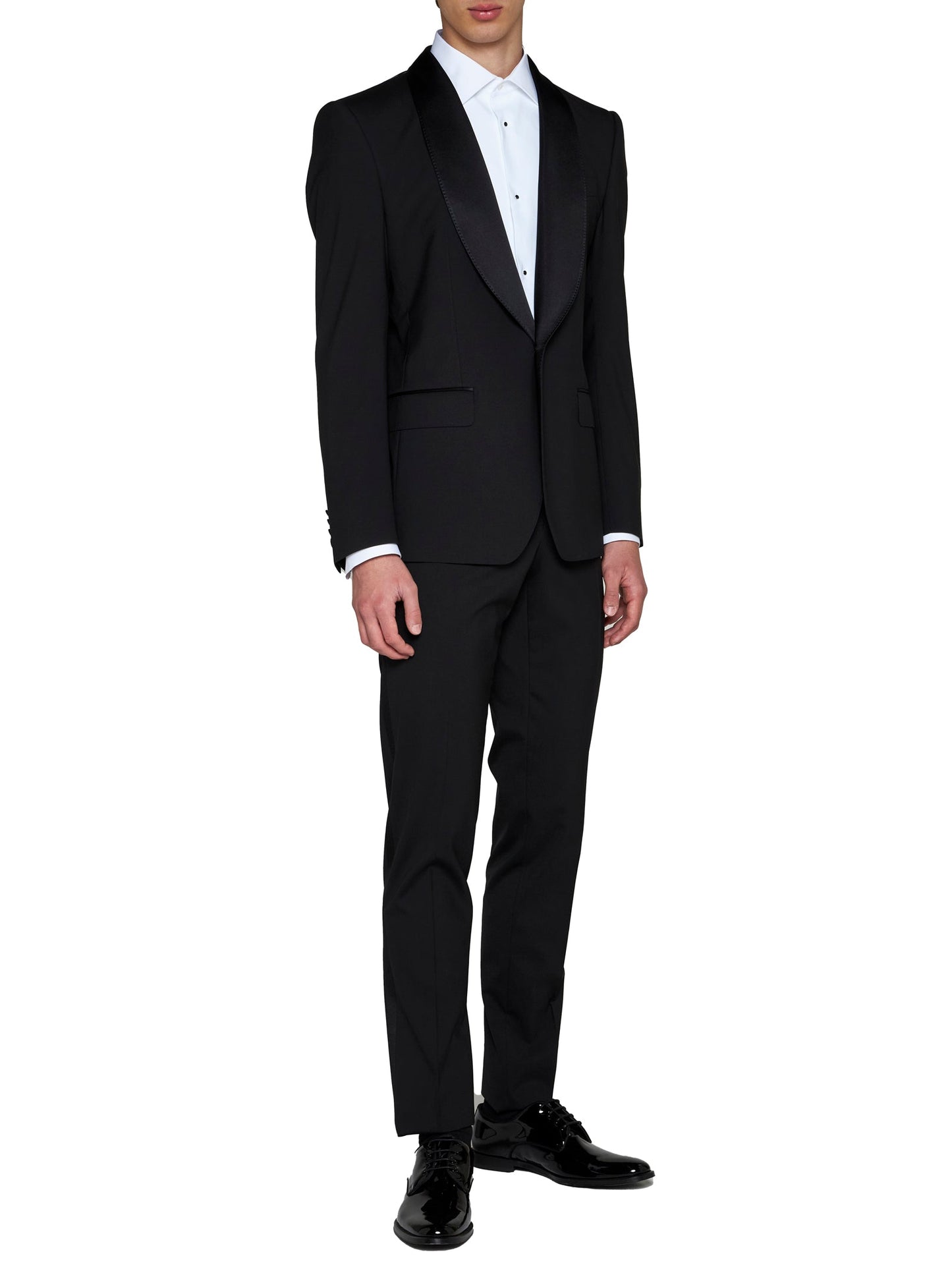 Dolce & Gabbana Men Black Stretch Wool Sicilia Tuxedo Blazer DOLCE & GABBANA