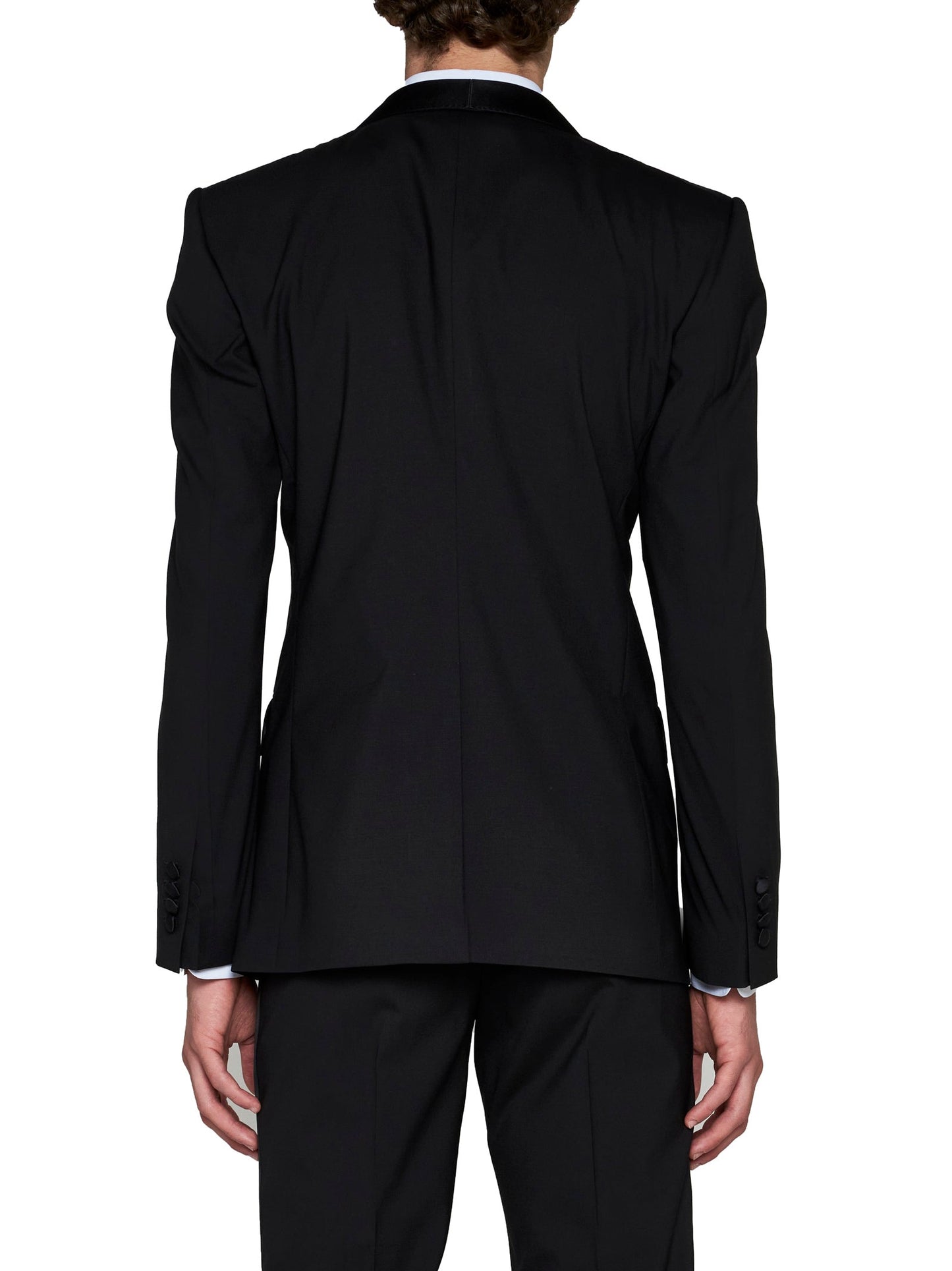 Dolce & Gabbana Men Black Stretch Wool Sicilia Tuxedo Blazer DOLCE & GABBANA