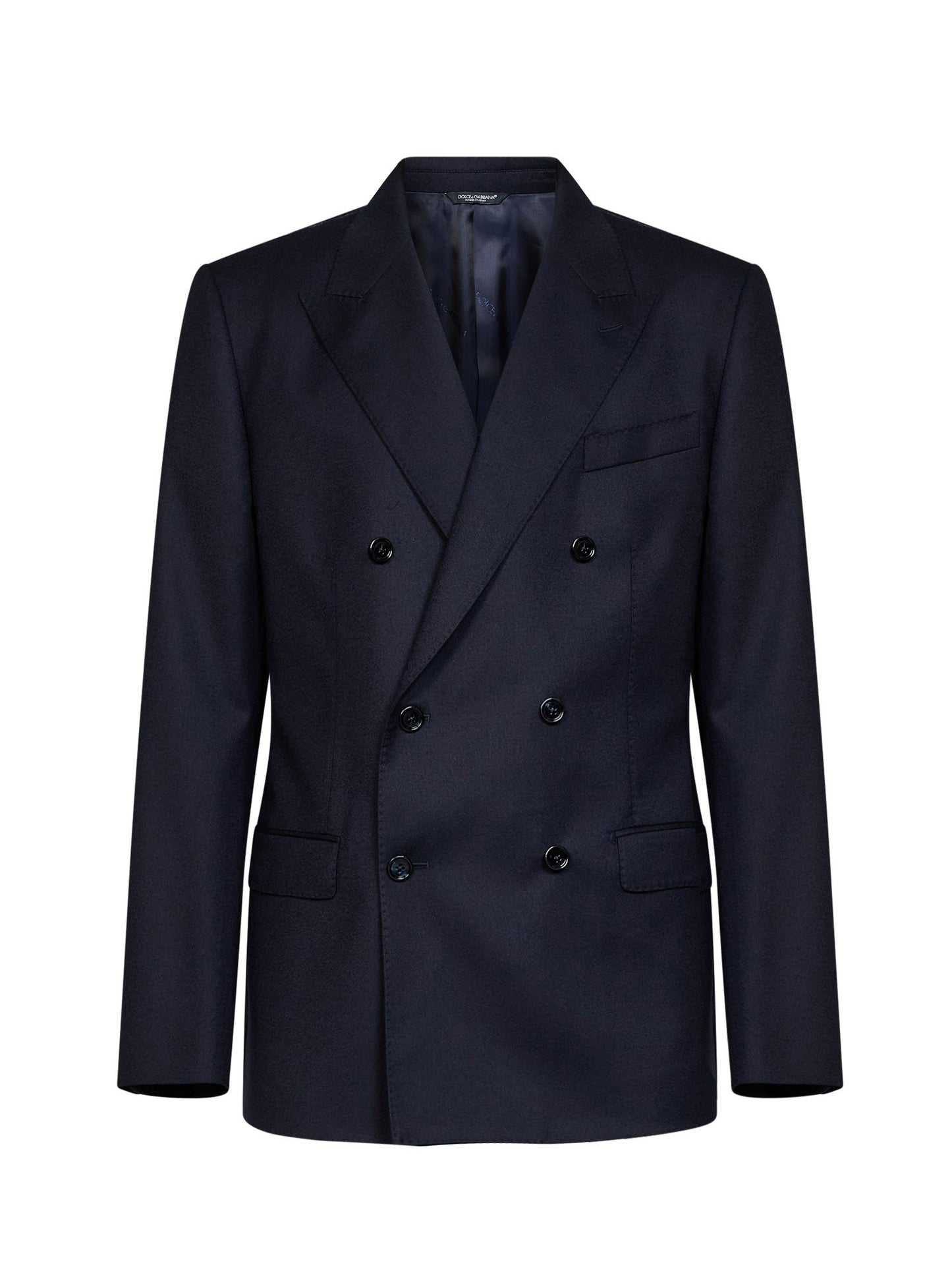 Dolce & Gabbana Men Blue Stretch Wool Martini Light Double-Breasted Jacket DOLCE & GABBANA