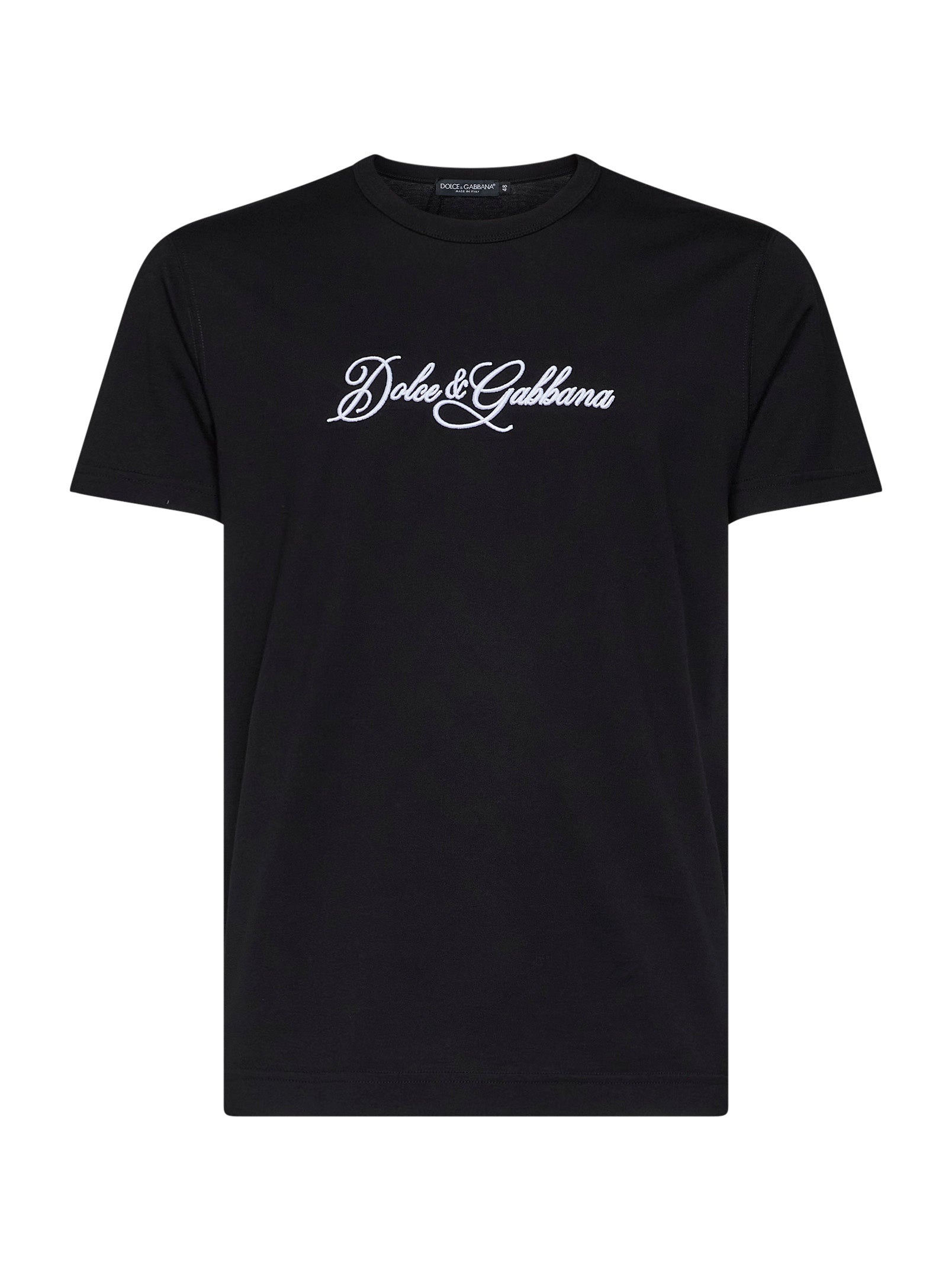 Dolce & Gabbana Men Black Cotton Jersey Embroidered T-Shirt DOLCE & GABBANA