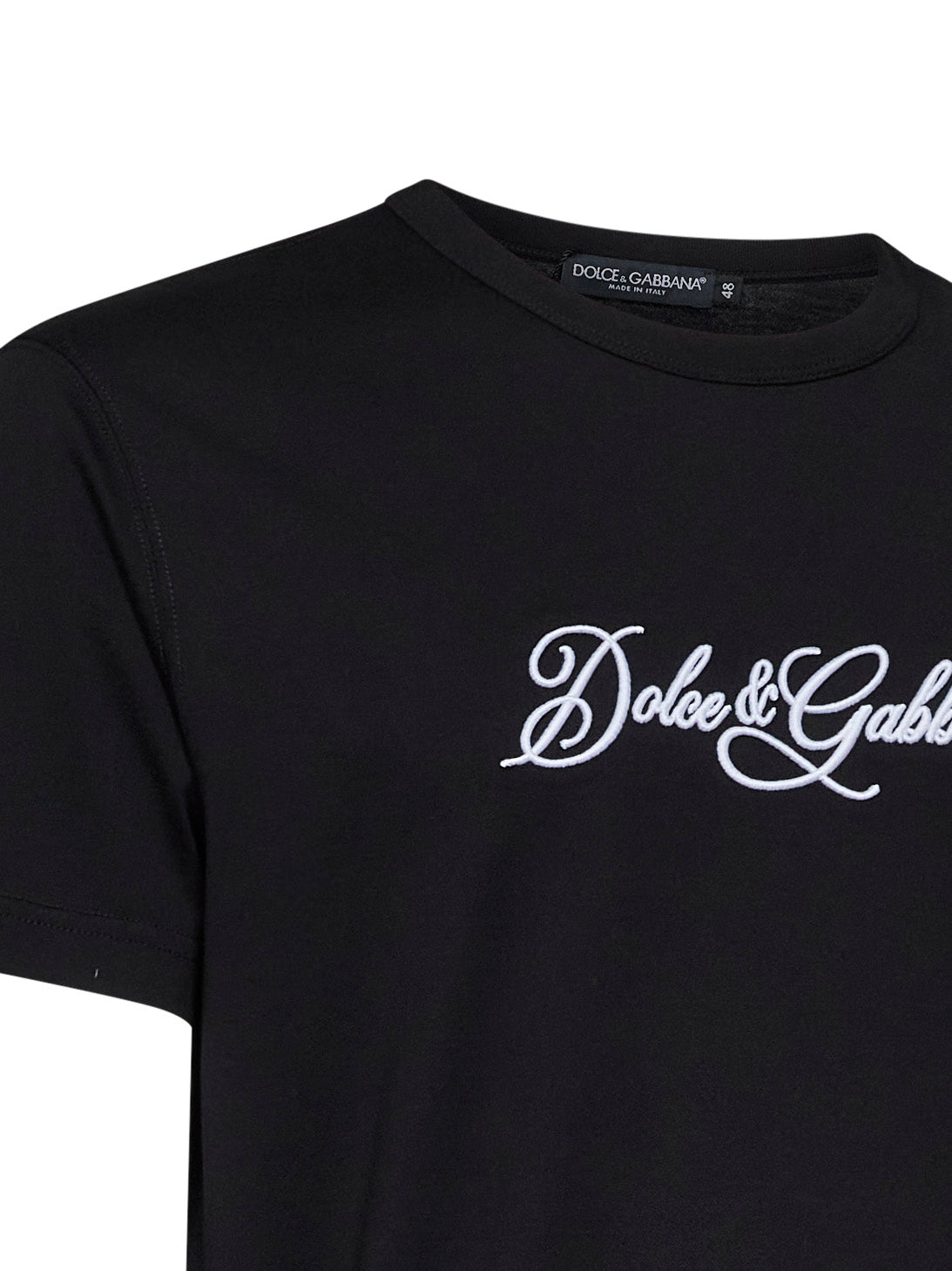 Dolce & Gabbana Men Black Cotton Jersey Embroidered T-Shirt DOLCE & GABBANA