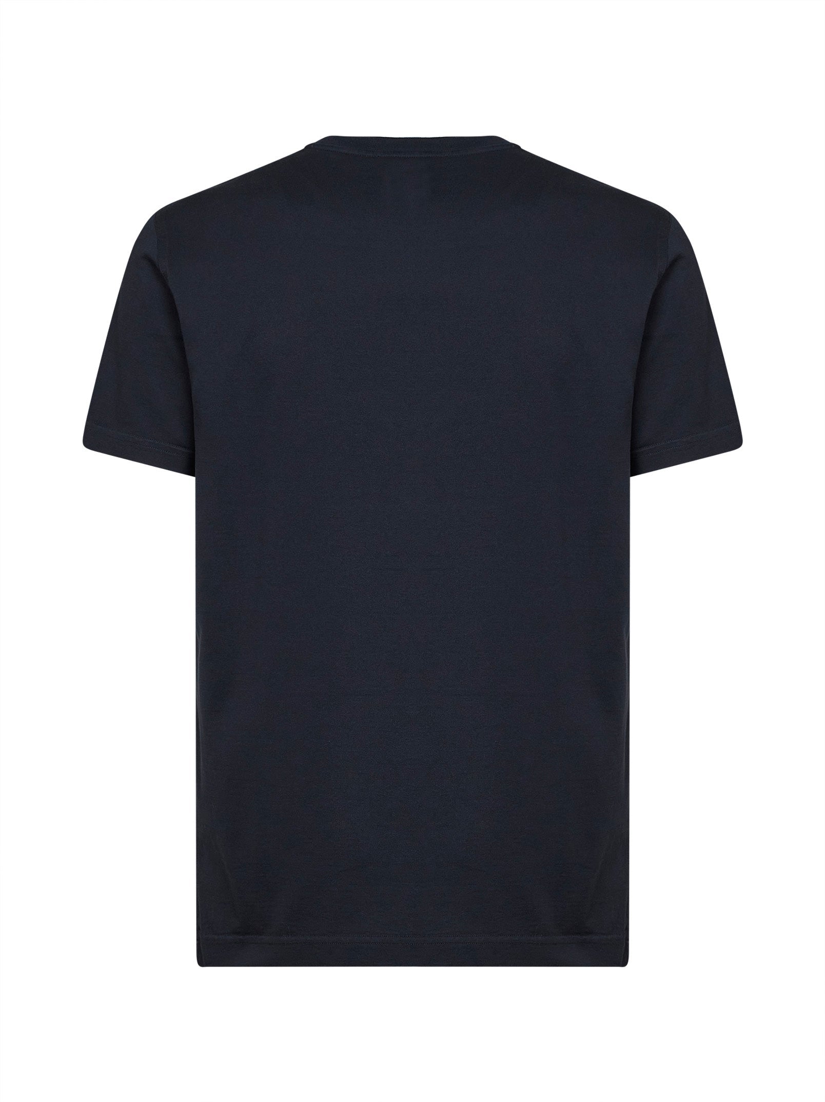 Dolce & Gabbana Men Dark Blue Cotton Jersey T-Shirt With Logo Label DOLCE & GABBANA