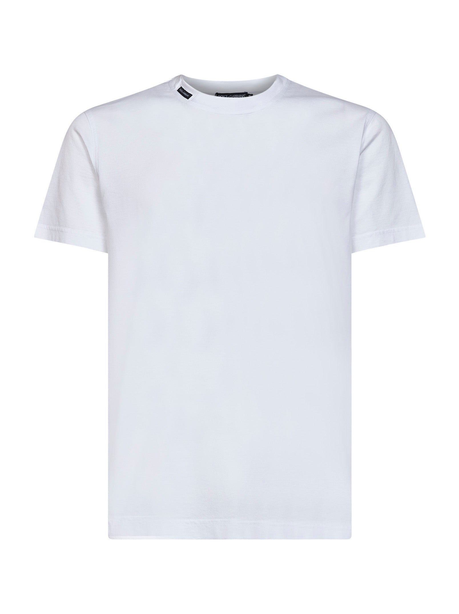 Dolce & Gabbana Men White Cotton Jersey T-Shirt With Logo Label DOLCE & GABBANA