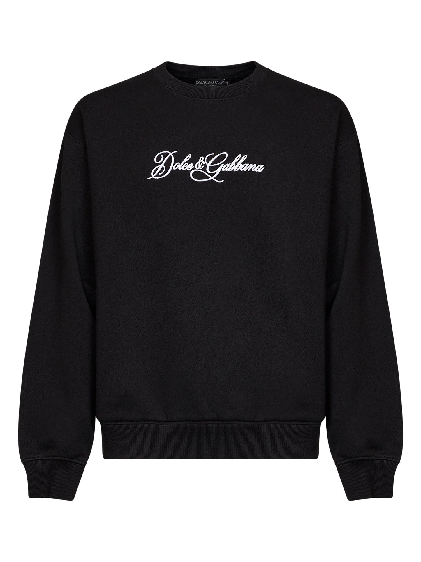 Dolce & Gabbana Men Black Cotton Embroidered Crewneck Sweatshirt DOLCE & GABBANA