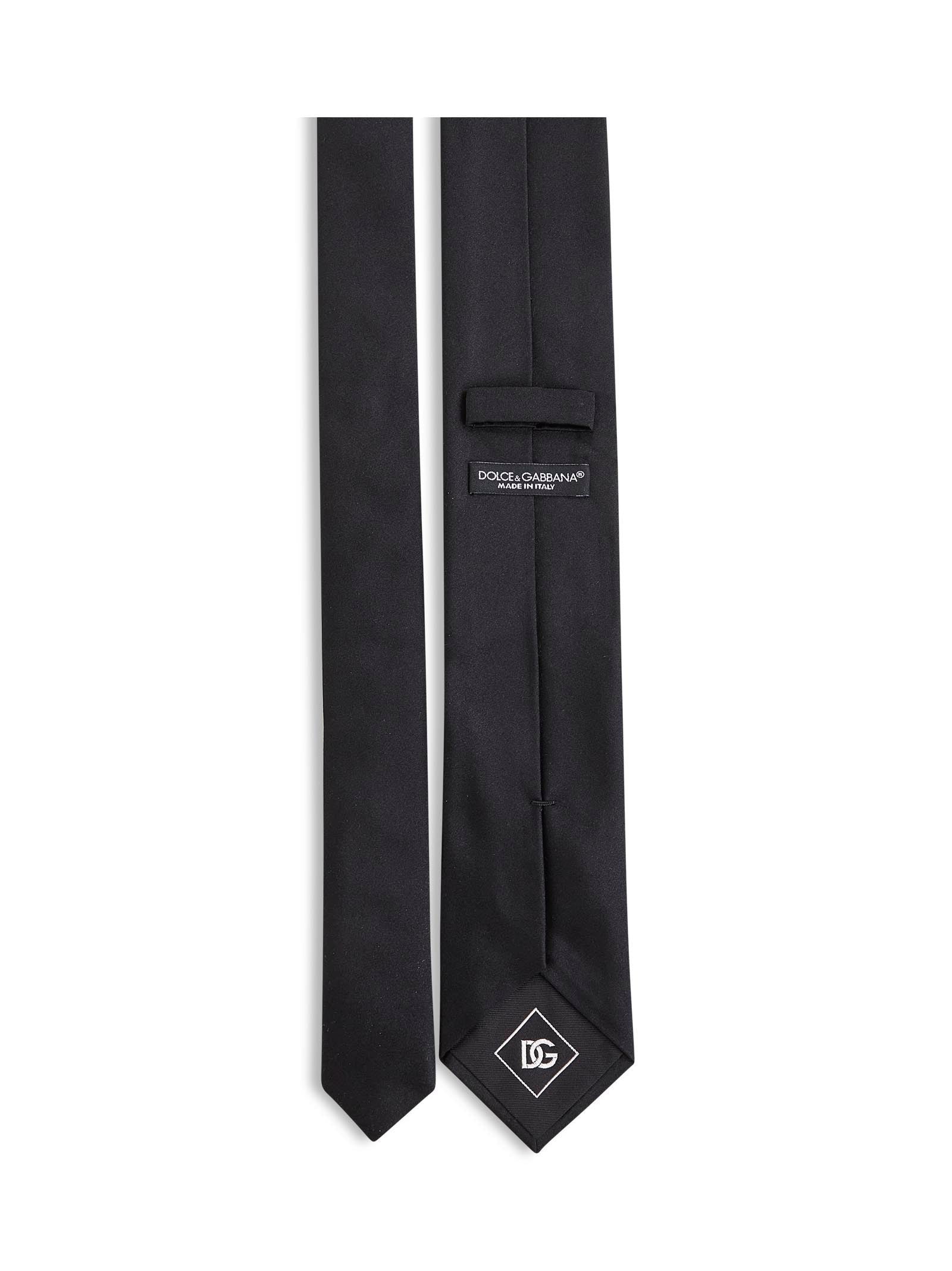 Dolce & Gabbana Men Black Silk Satin Martini Tie DOLCE & GABBANA