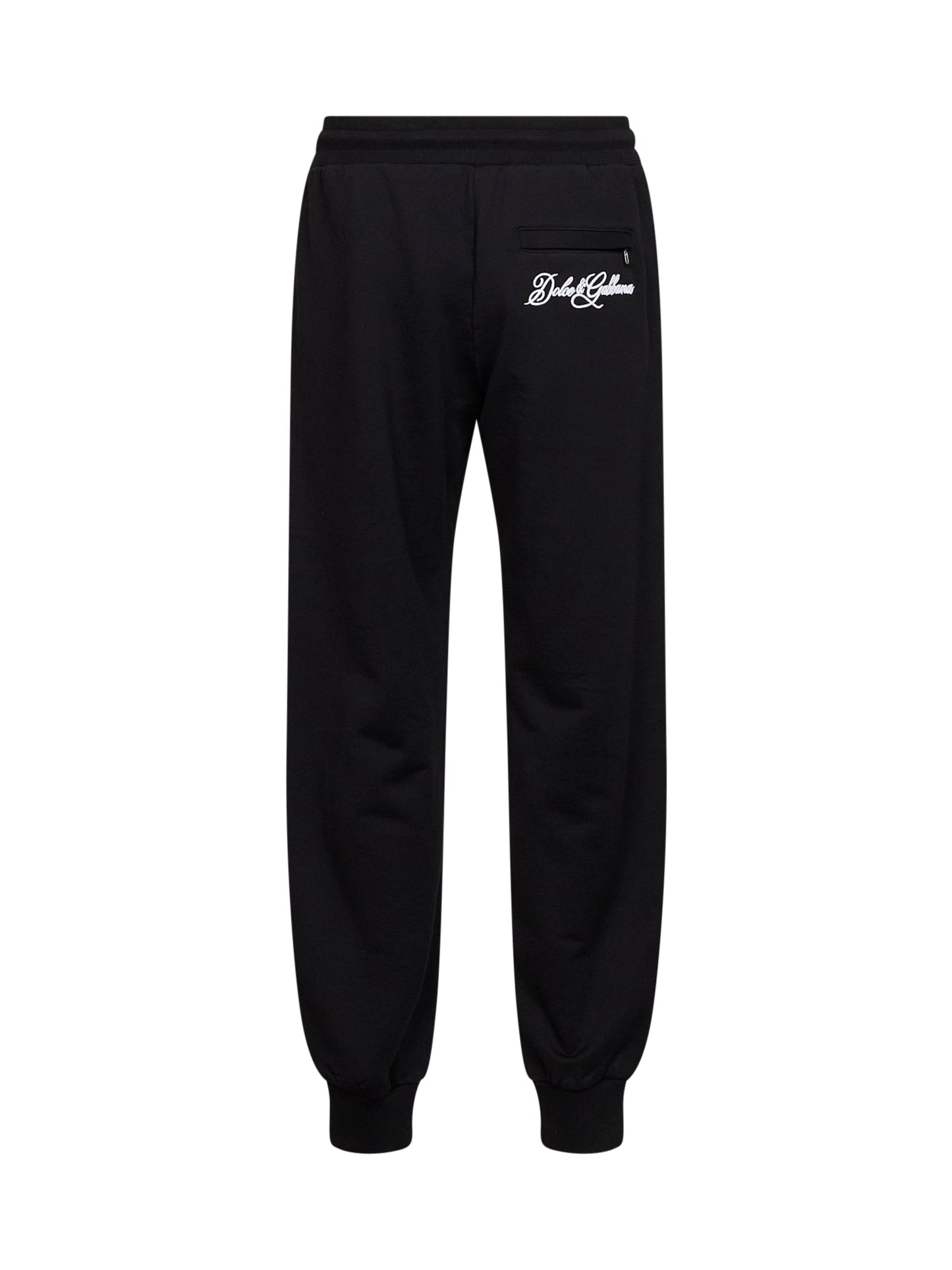 Dolce & Gabbana Men Black Cotton Fleece Embroidered Sweatpants DOLCE & GABBANA