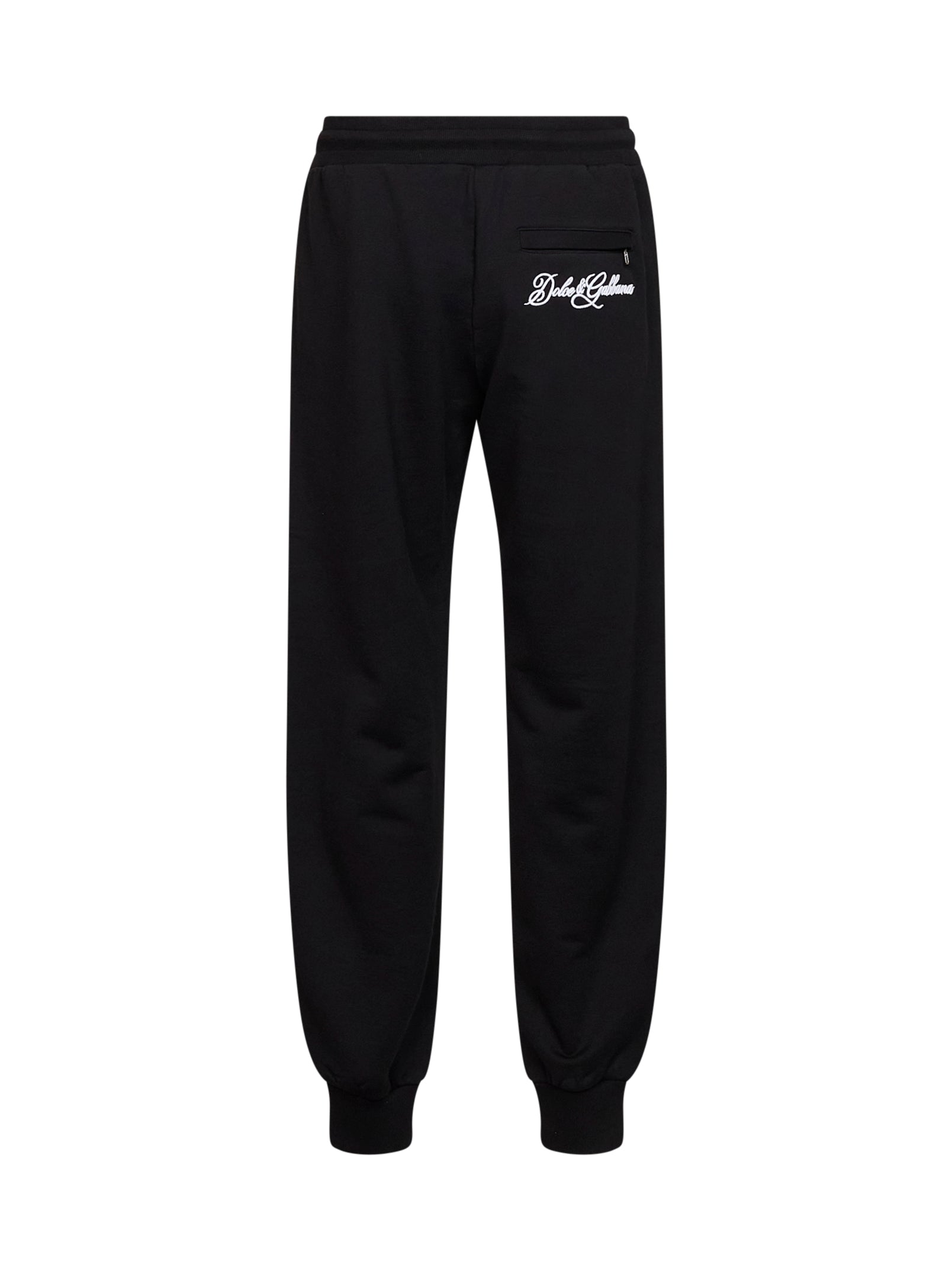 Dolce & Gabbana Men Black Cotton Fleece Embroidered Sweatpants DOLCE & GABBANA